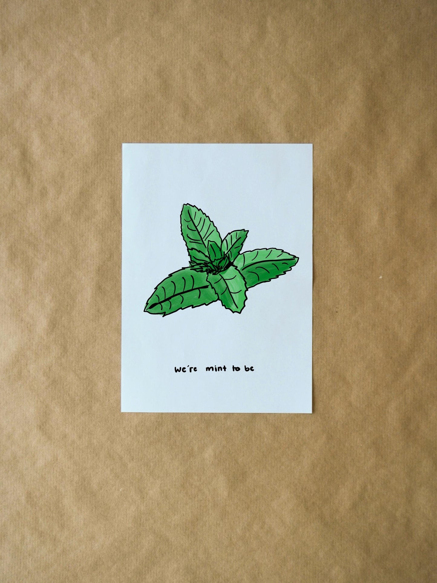 We're Mint To Be Valentine's Day Holiday Card | Funny Pun with Mint Leaves & Romantic Quotes for Couples
