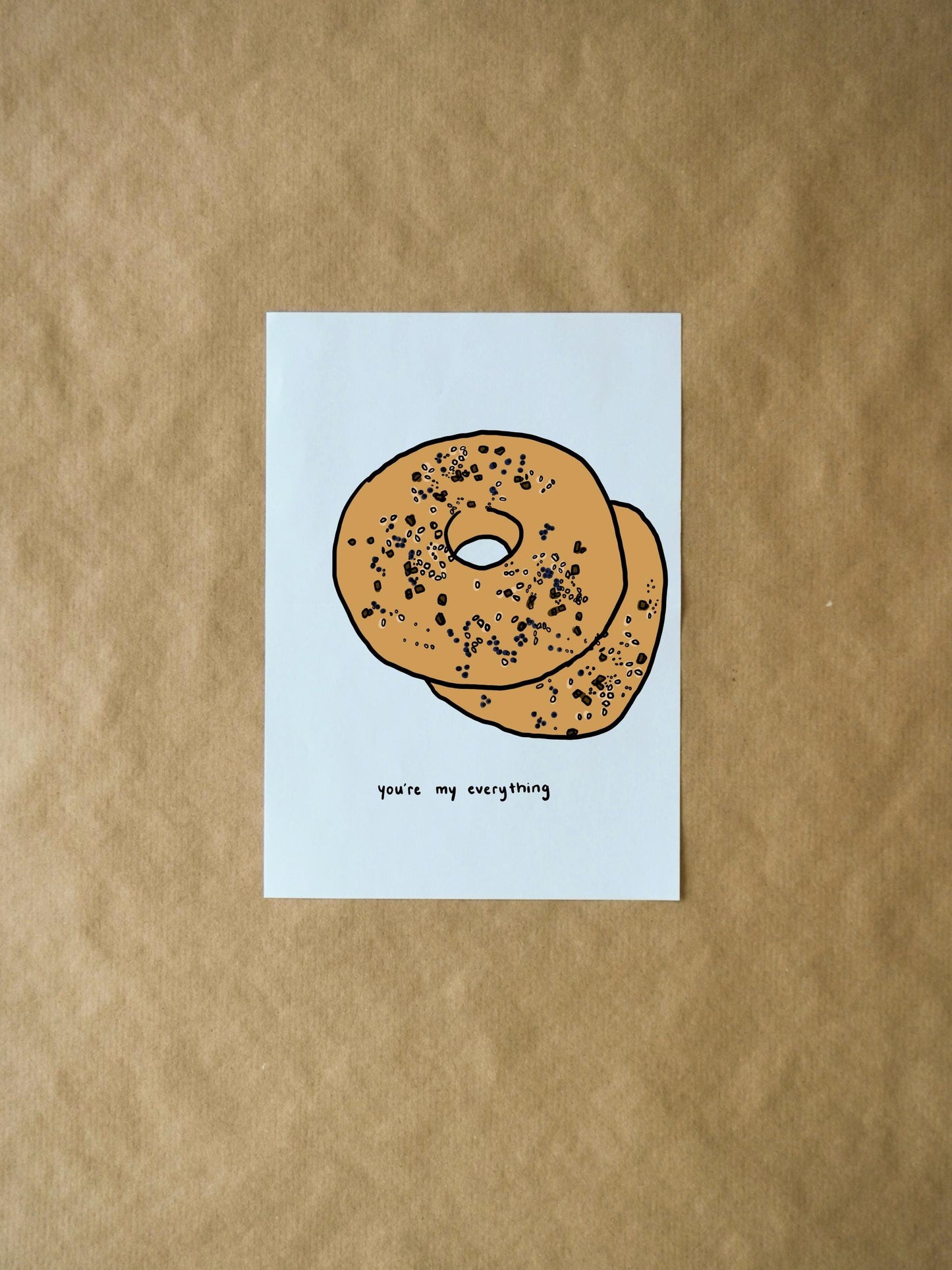 You're My Everything Valentine's Day Card | Funny Everything Bagel Pun & Romantic Note for Couples