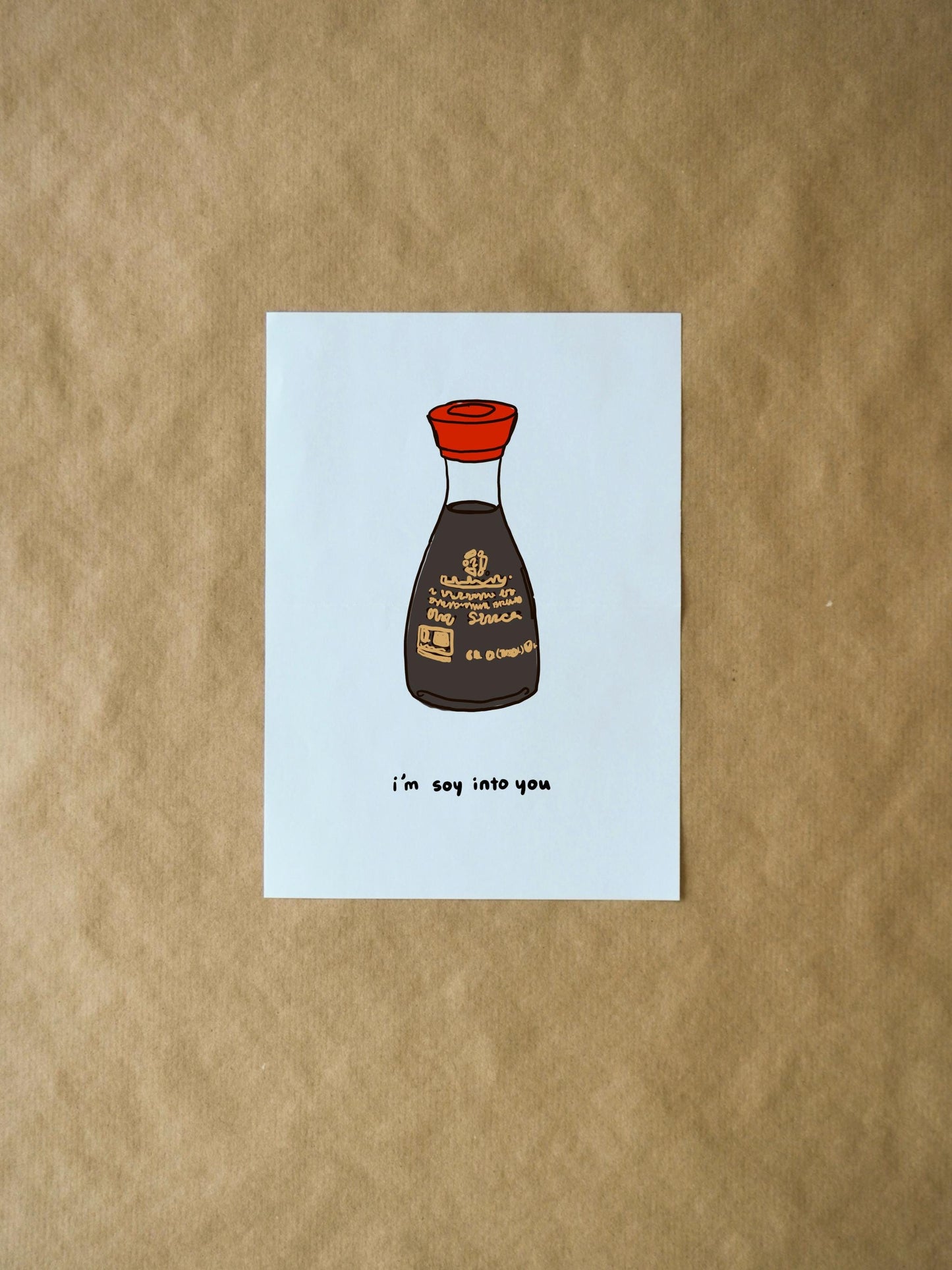 I'm Soy Into You Valentine's Day Card | Funny Soy Sauce Pun & Romantic Note for Couples