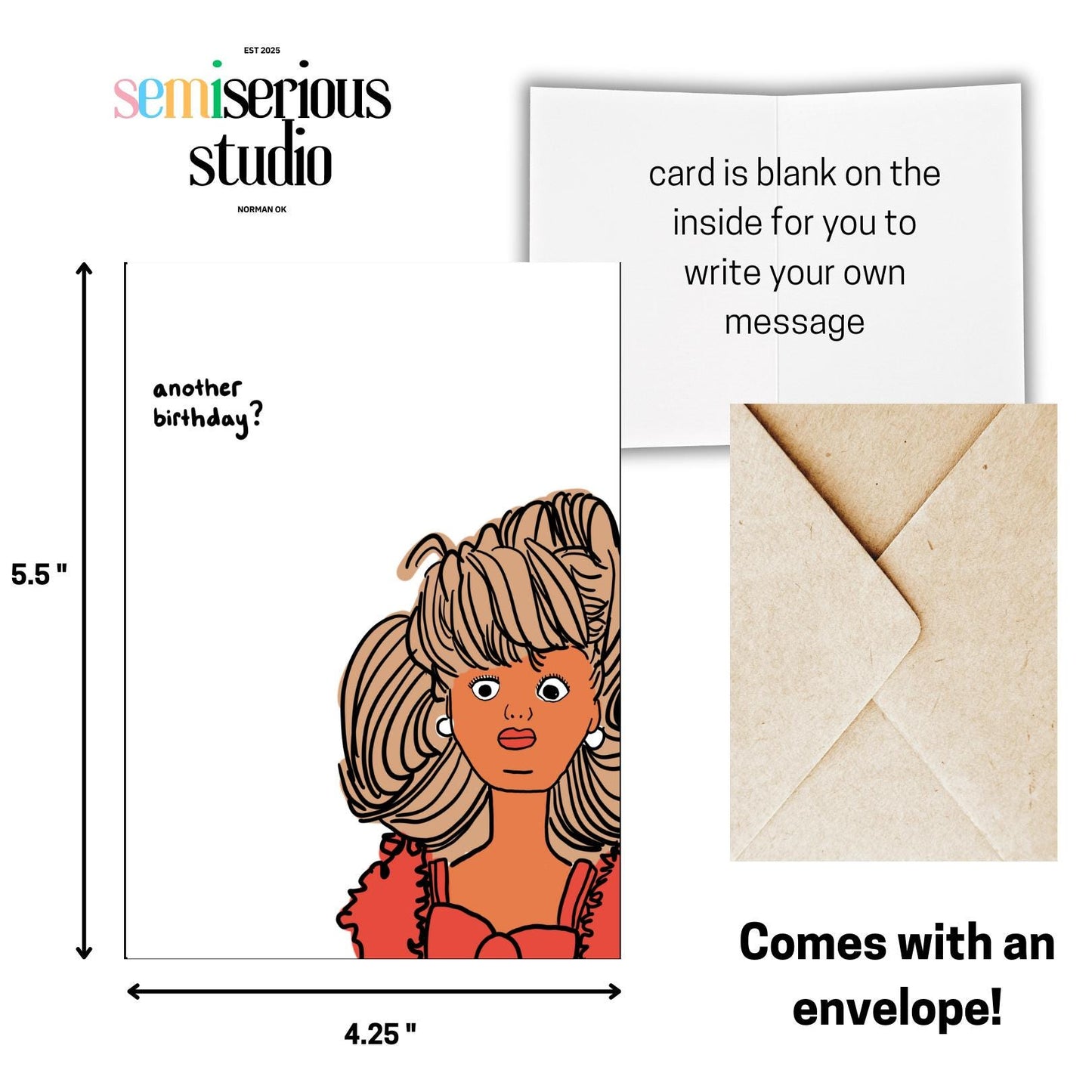 Another Birthday? | Meme Birthday Card | Shocked Annoyed Barbie Doll Illustration | Cute Funny Gen Z Card | Perfect for Friends & Family