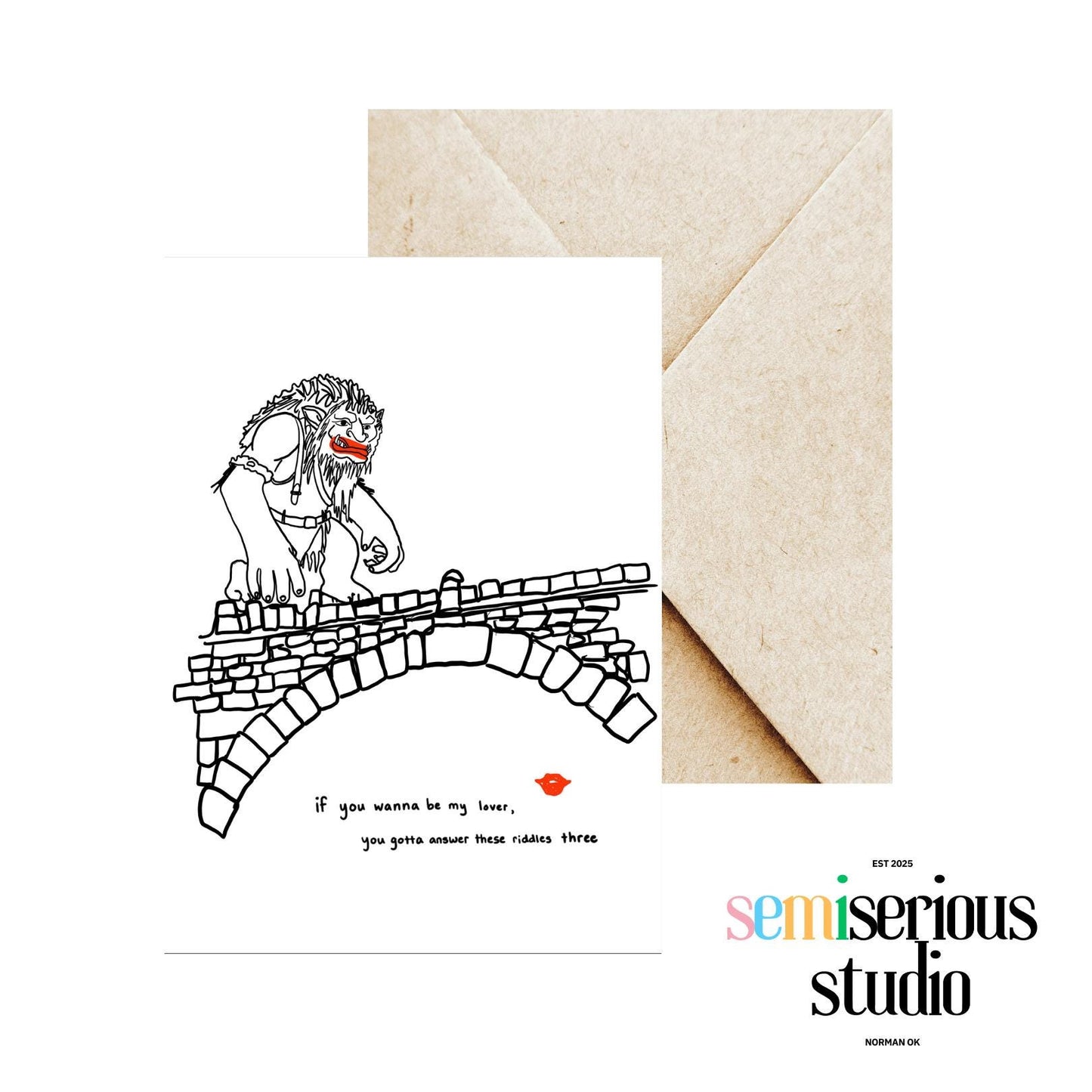 Funny Troll Bridge Riddle Valentine's Day Card, Unique Spice Girls Pun for Couples, Wannabe My Lover Greeting