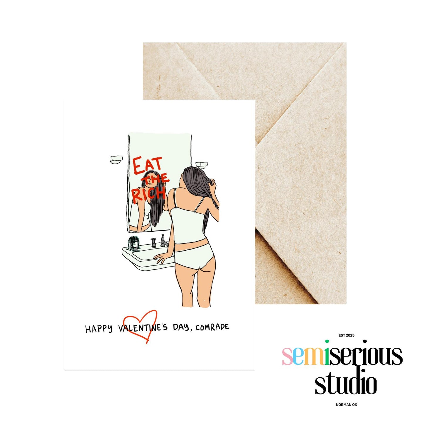 Happy Valentine's Day, Comrade - Funny Eat the Rich Valentine's Day Card, Unique Punny Sweet Greeting for Couples and Friends