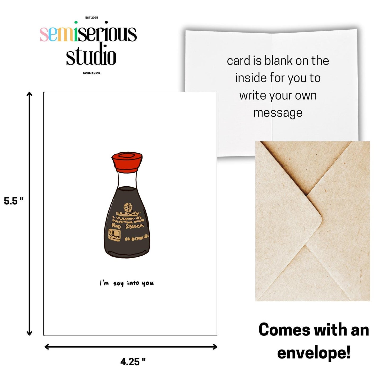 I'm Soy Into You Valentine's Day Card | Funny Soy Sauce Pun & Romantic Note for Couples