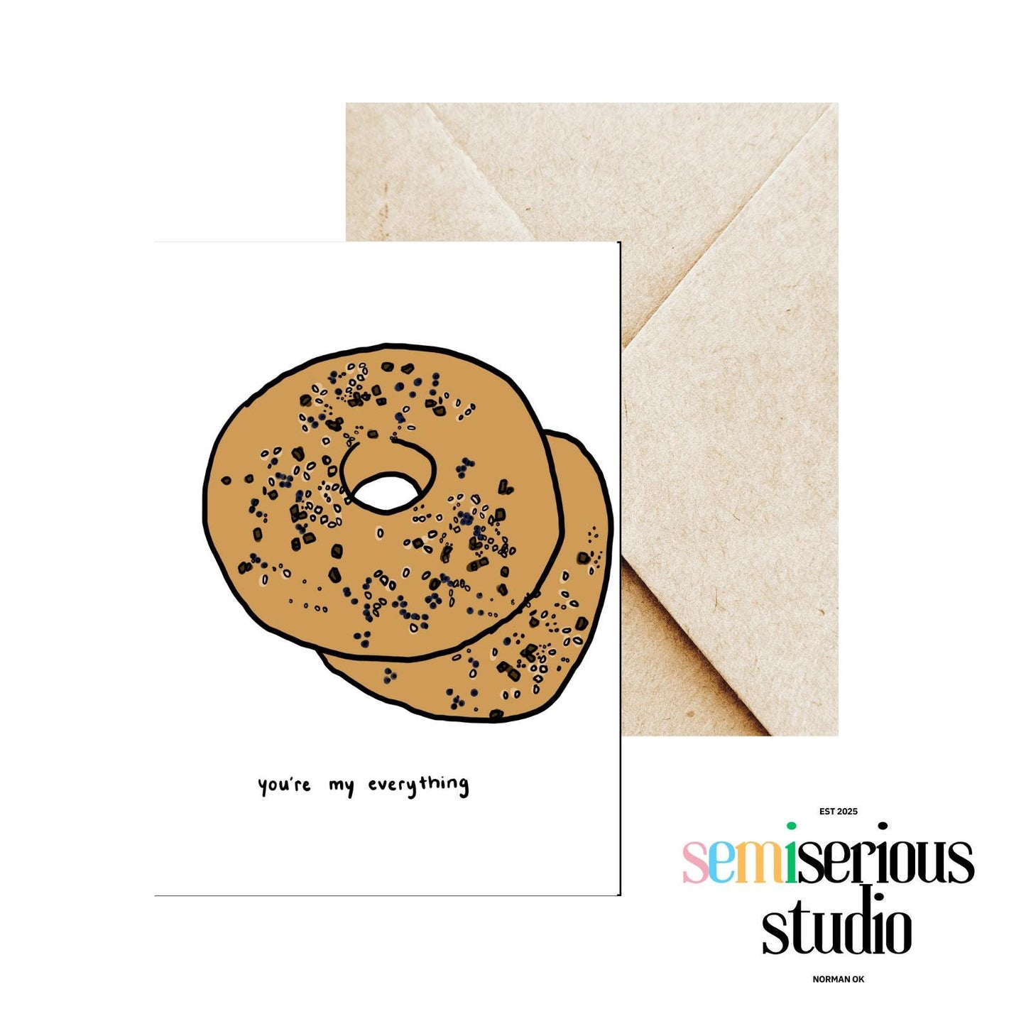 You're My Everything Valentine's Day Card | Funny Everything Bagel Pun & Romantic Note for Couples