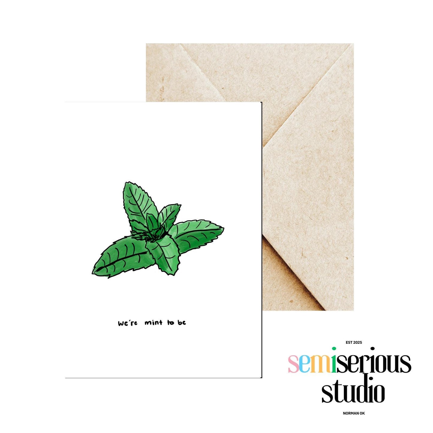 We're Mint To Be Valentine's Day Holiday Card | Funny Pun with Mint Leaves & Romantic Quotes for Couples