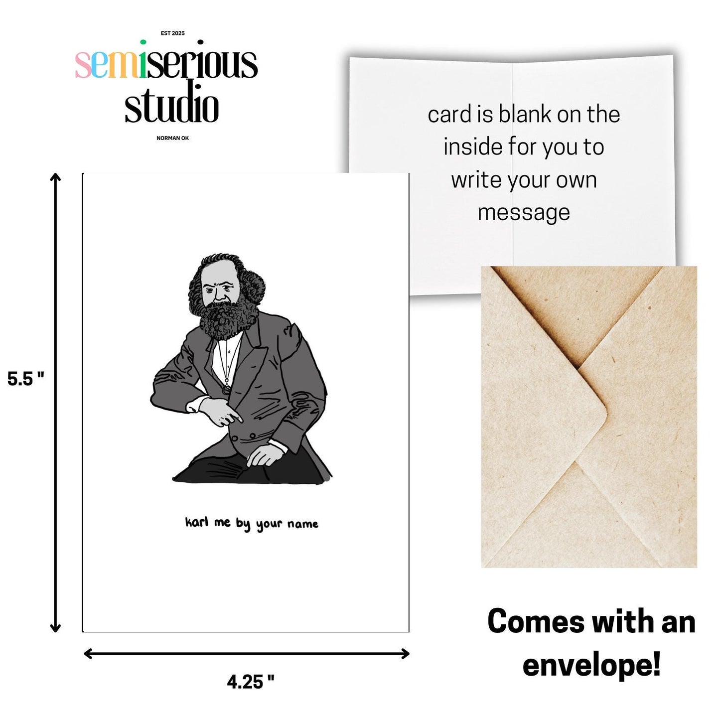 Marxist Valentine's Card | Funny Karl Marx Pun | LGBTQ Illustration | Unique Holiday Greeting | CMBYN Inspired Gift