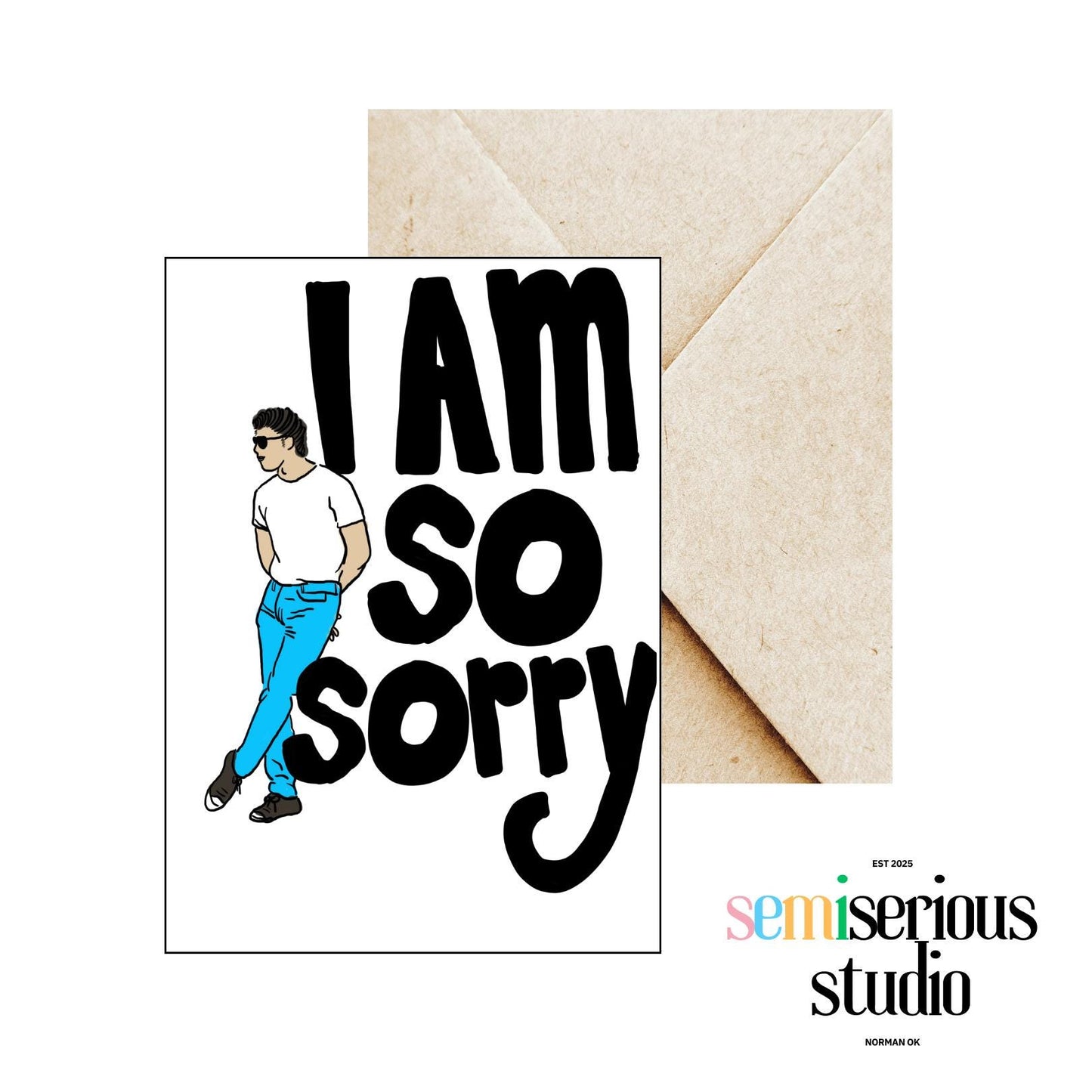 Cool Guy I Am So Sorry Card | Simple Apology Greeting Card for Friends & Loved Ones