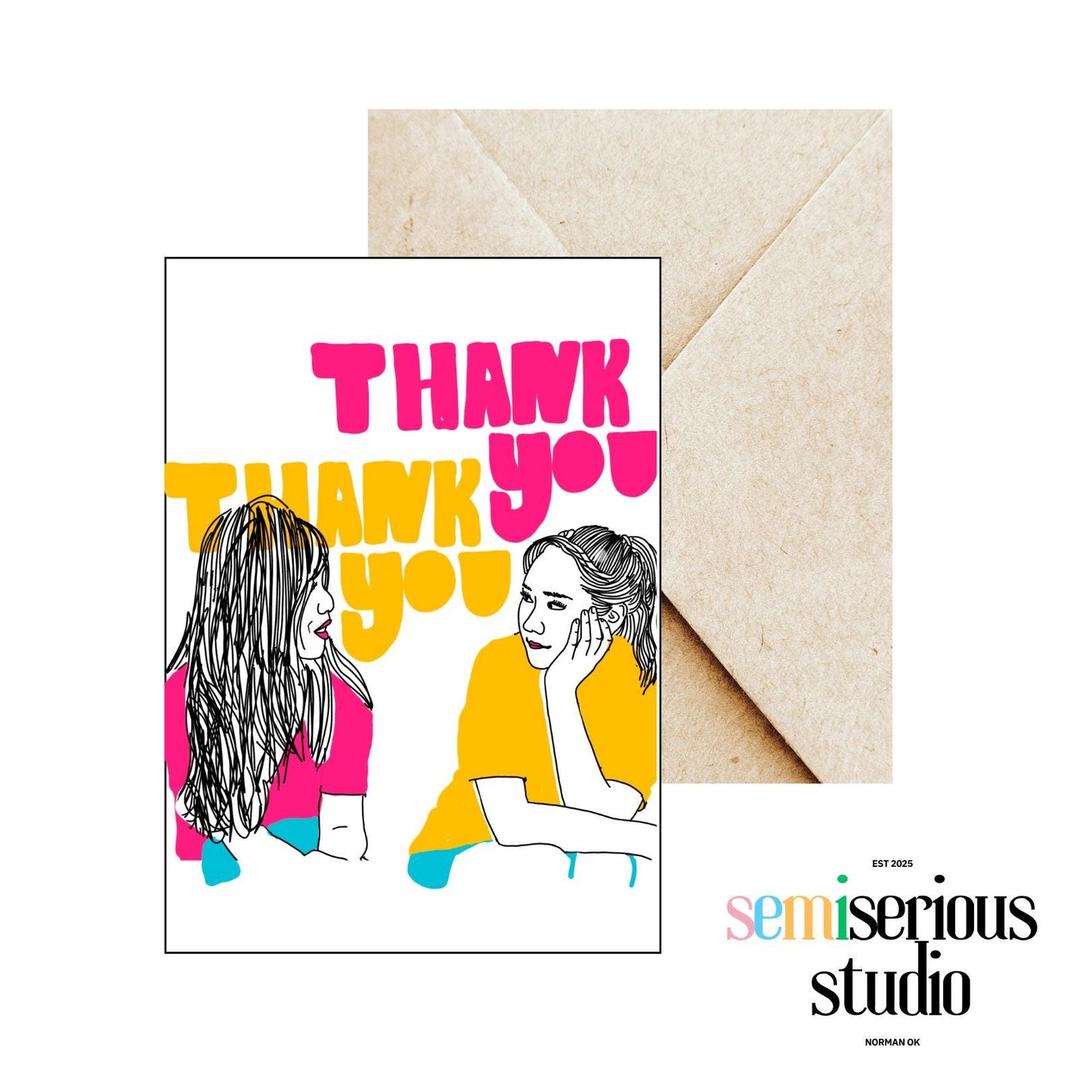 Neon Thank You Card | Vibrant Gratitude Greeting Card for Any Occasion, Perfect for Friends & Family