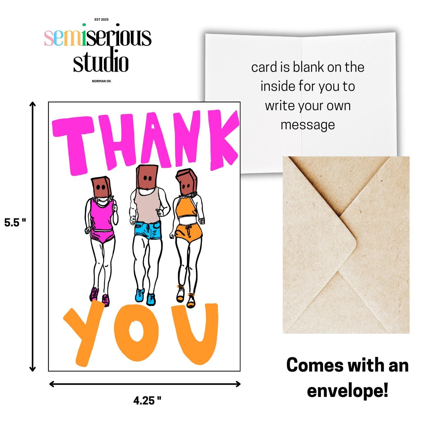 Thank You Bag Head Joggers | Weird Funny Gratitude Card for Gift Giving, Friends, & Running and Fitness Enthusiasts