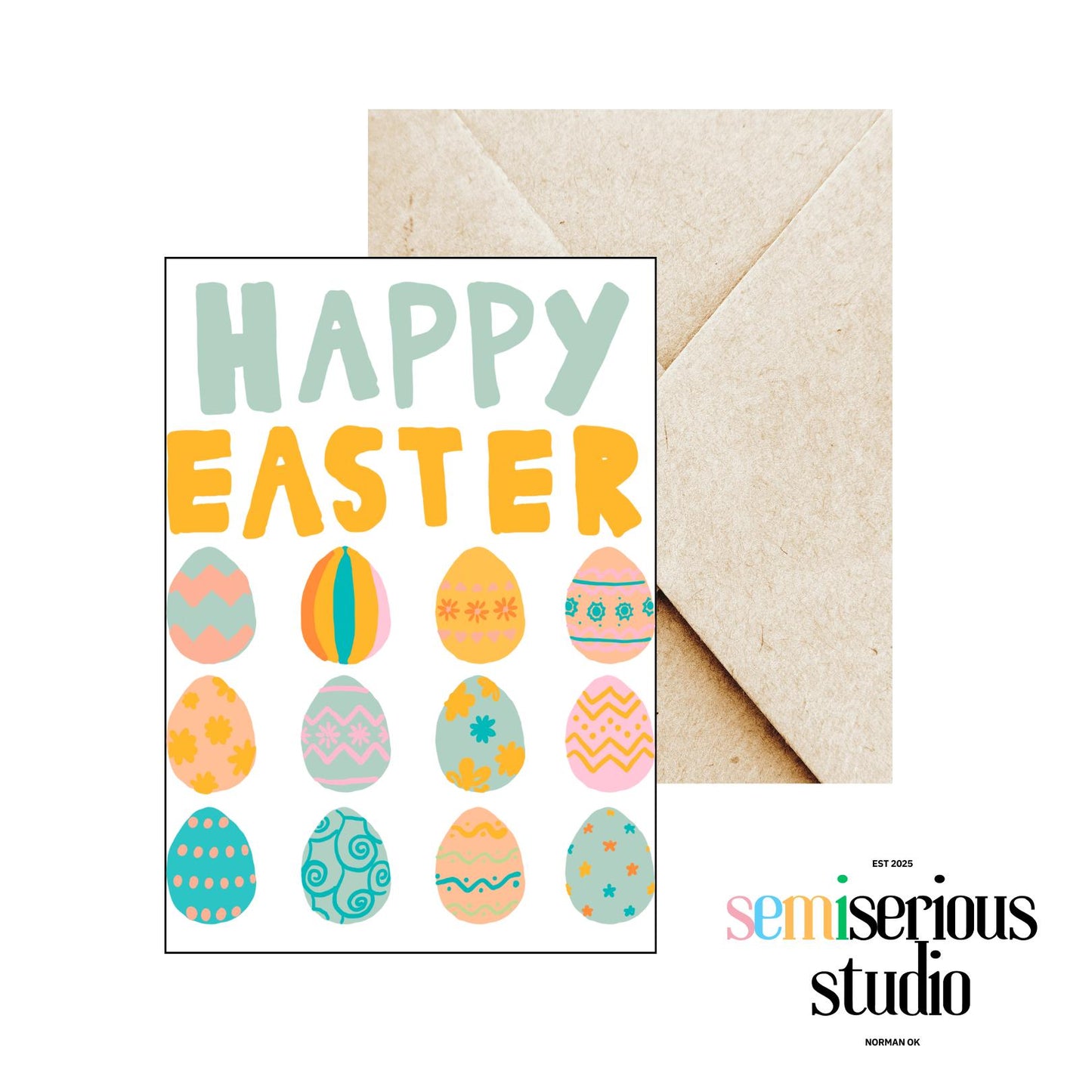 Easter Eggs Card | Happy Easter Greeting Card for Kids & Friends | Bright, Fun, Colorful Pastel Design for Spring Celebrations