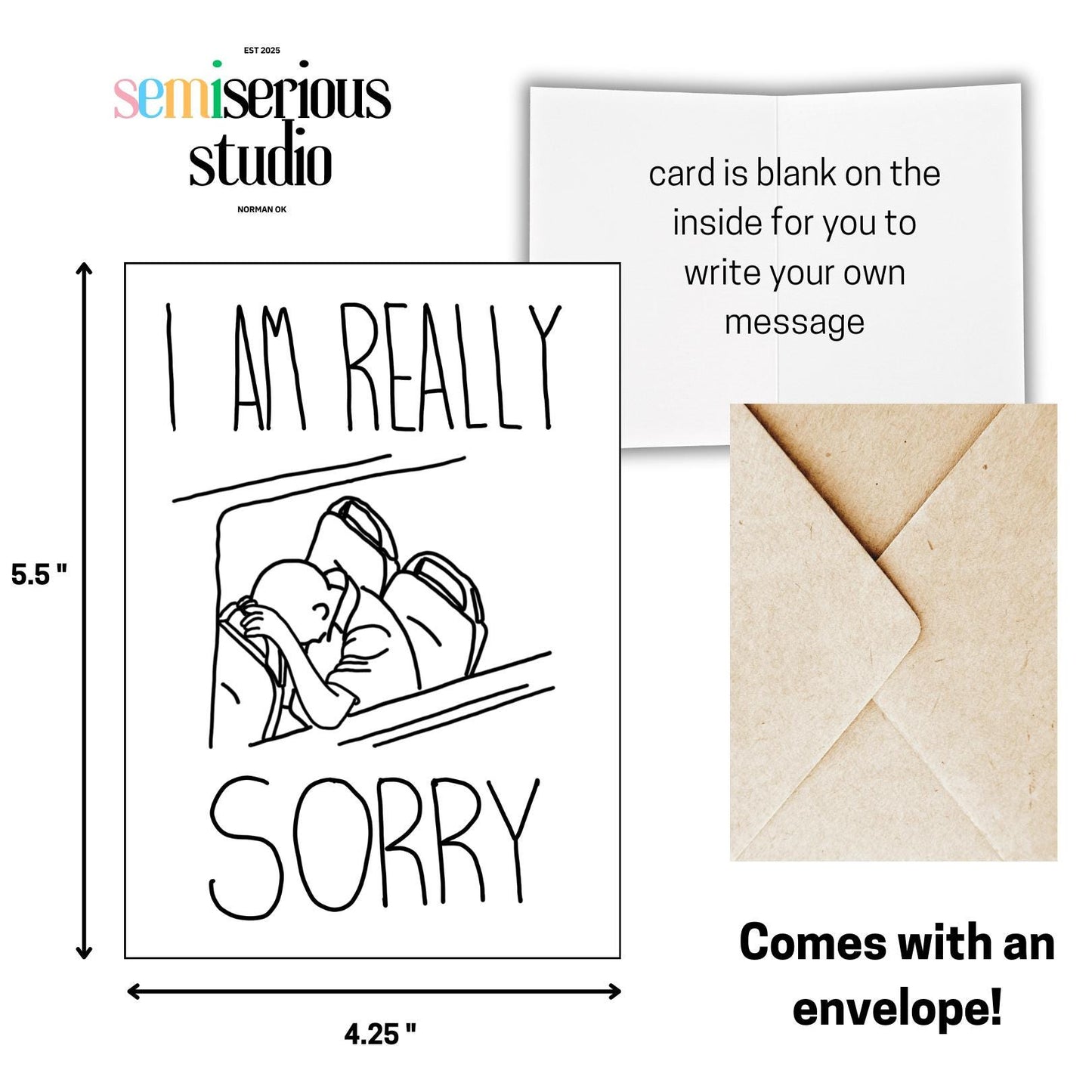 I am Really Sorry Sympathy Card for Loved Ones, Handwritten Touch & Thoughtful Message, Comforting Greeting Card