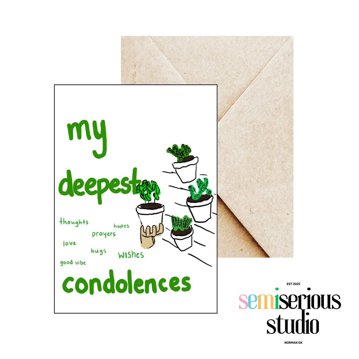 My Deepest Condolences | Plant-themed Sympathy Card for Grieving Friends, Family, and Loved Ones