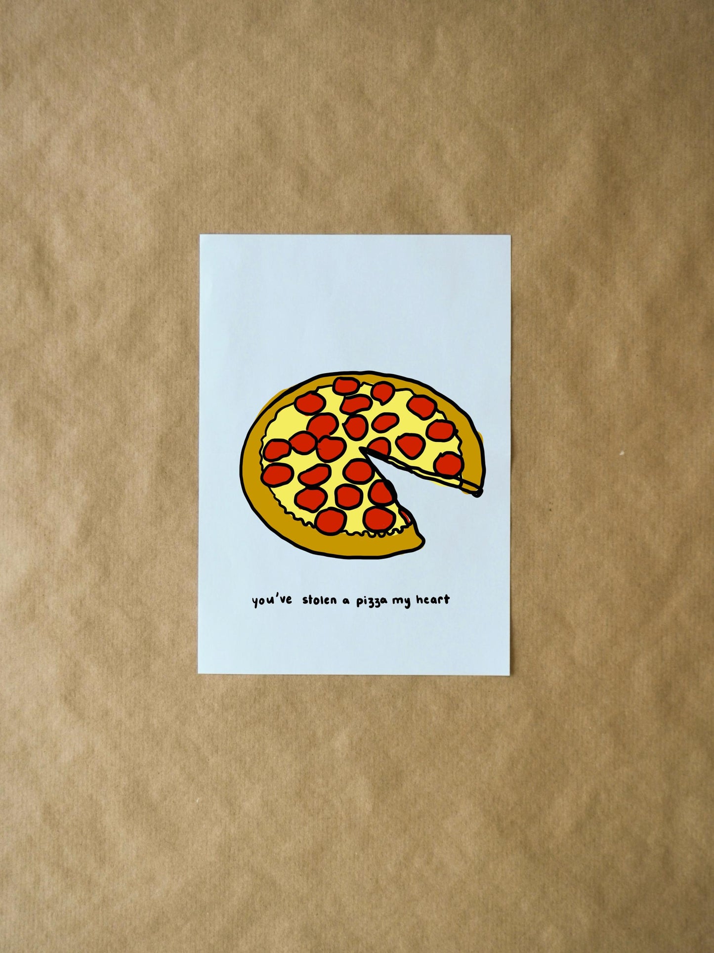 Pizza Valentines Card - Funny Pizza My Heart Pun, Cheesy Joke for Valentine's Day, Cute Holiday Greeting Card
