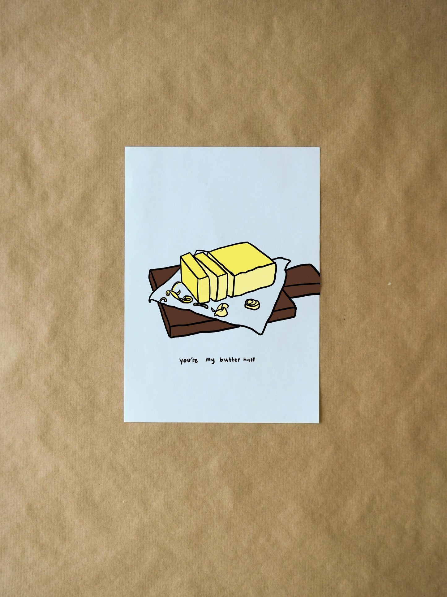 You're My Butter Half Valentine's Card - Funny Relationship Pun & Cheesy Joke for Valentine's Day, Cute Whimsical Greeting Card