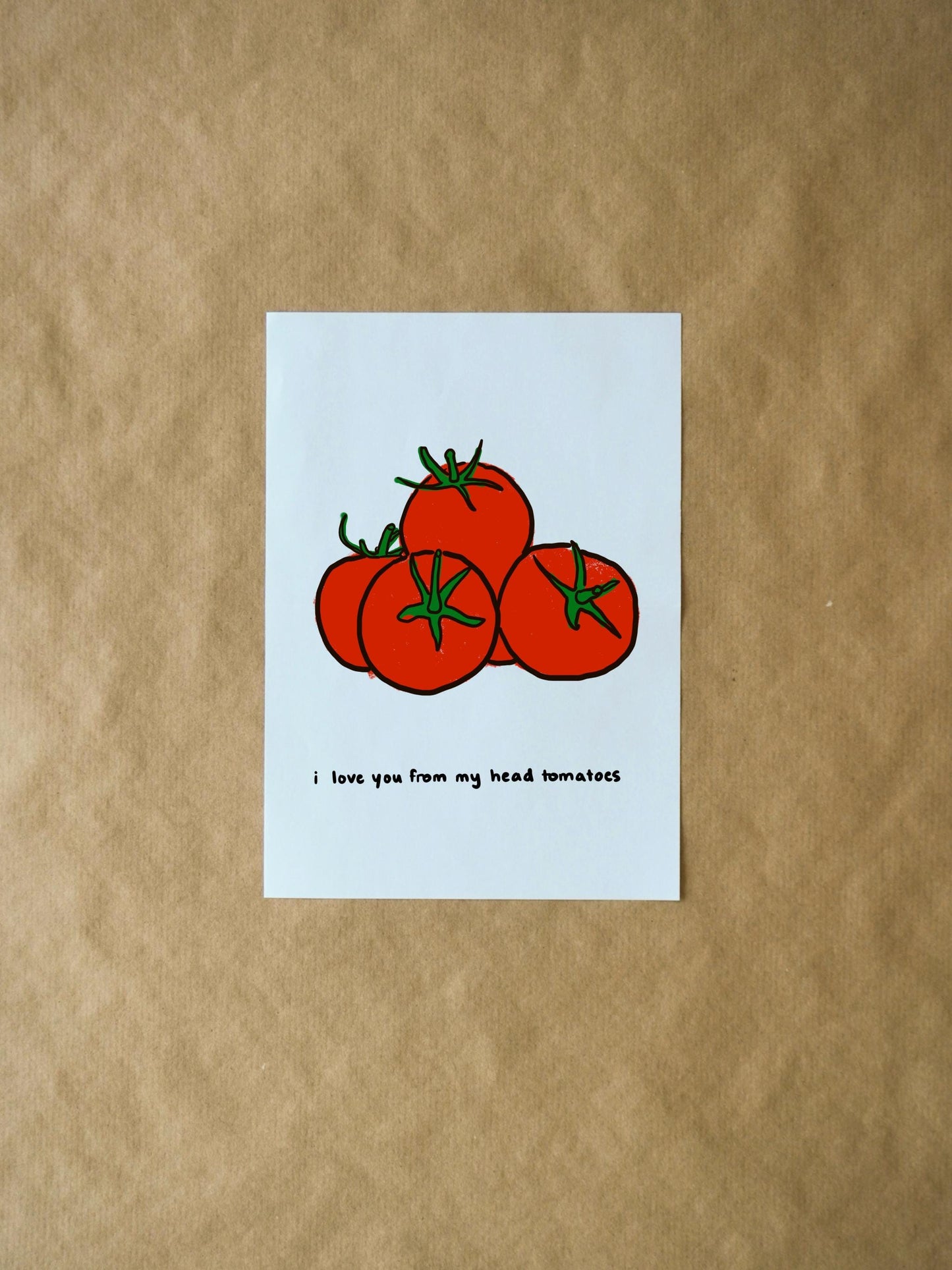 I Love You From My Head Tomatoes Valentine's Day Card | Funny Tomato Pun & Romantic Note for Couples