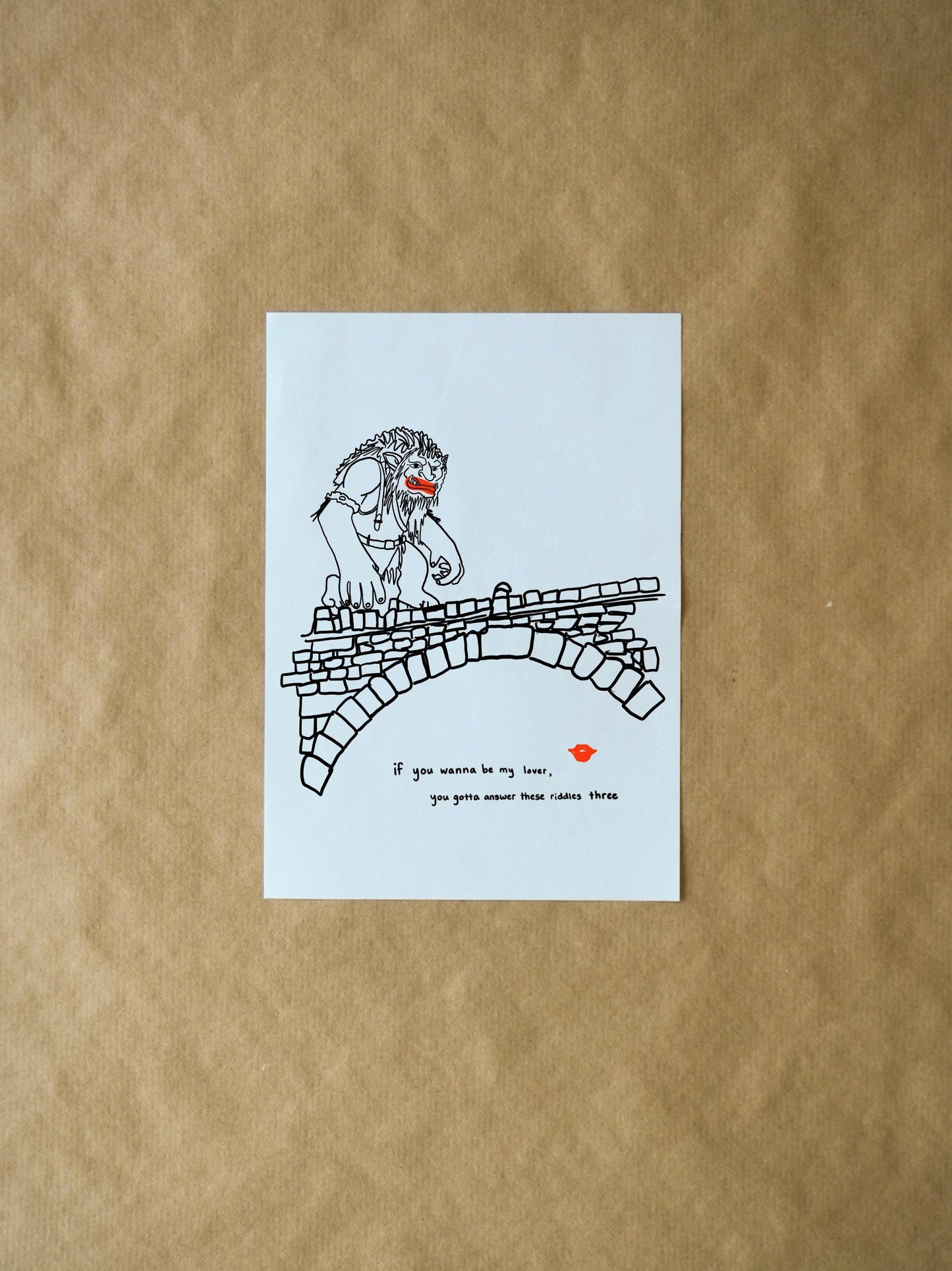 Funny Troll Bridge Riddle Valentine's Day Card, Unique Spice Girls Pun for Couples, Wannabe My Lover Greeting