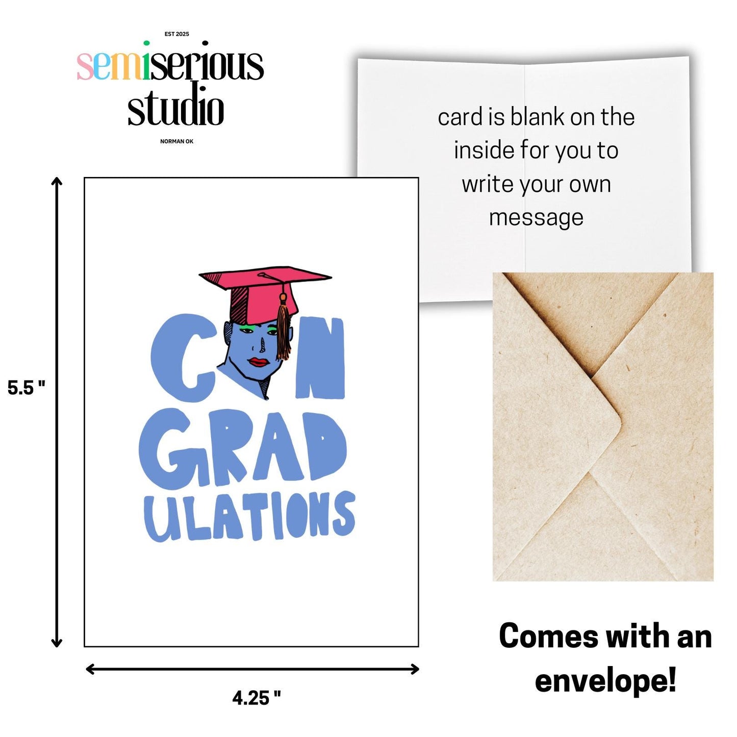 ConGRADulations Card - Congratulations Greeting Card for New Graduate, Funny Grad Card, Unique Graduation Gift, Celebrate Success