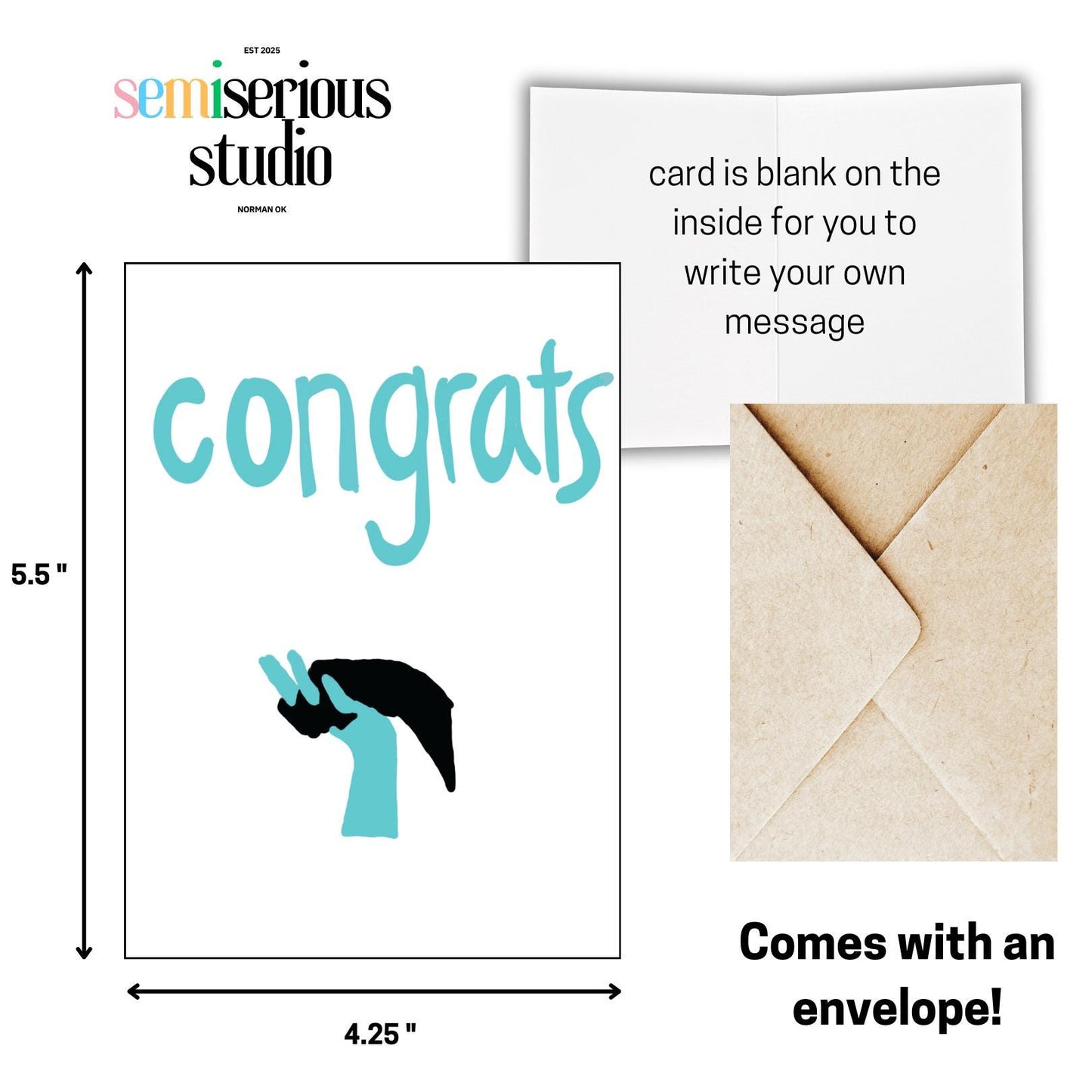 Interlocking Hands Congrats Card - Cute Wedding Greeting Card for Newlyweds, Perfect for Celebrations & Announcements
