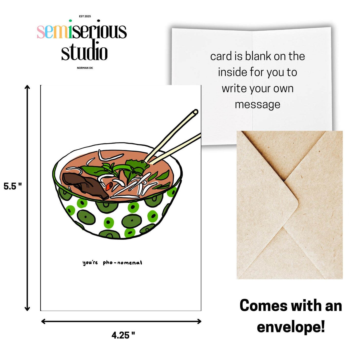 You're Pho-nomenal Valentine's Day Card | Funny Pho Pun & Romantic Note for Couples | Unique Greeting for Friends or Lovers