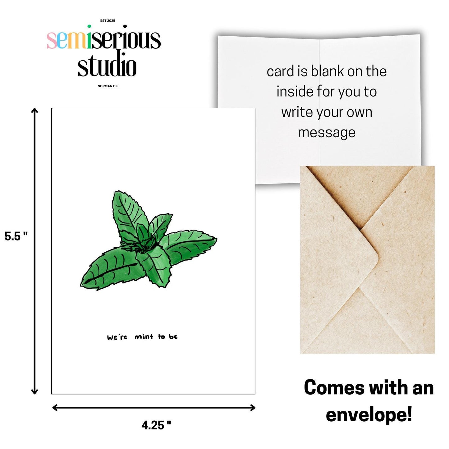 We're Mint To Be Valentine's Day Holiday Card | Funny Pun with Mint Leaves & Romantic Quotes for Couples
