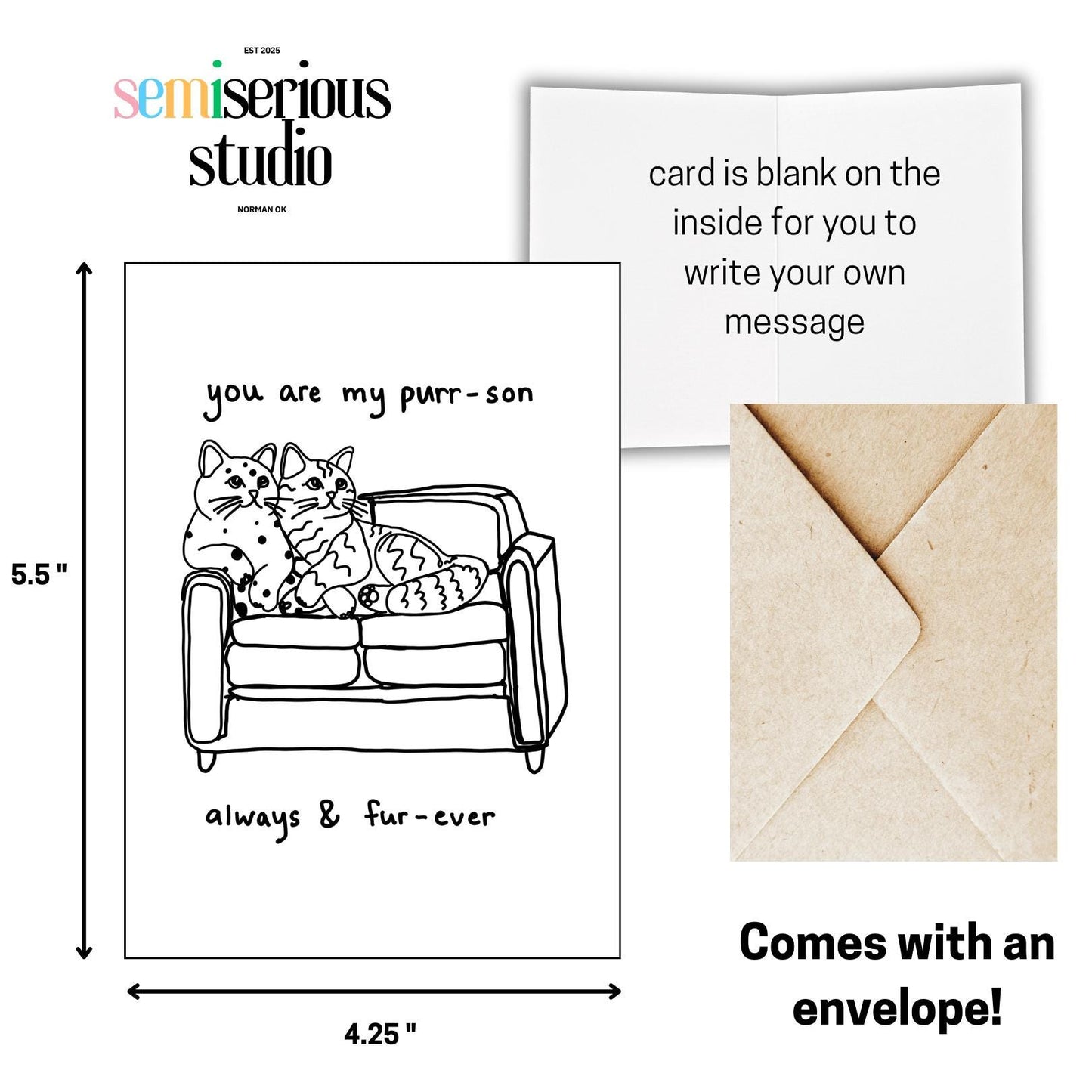 You Are My Purr-son | Funny Cat Valentine's Day or Anniversary Card | Cute Joke for Couples | Silly Pun Greeting Card for Him & Her