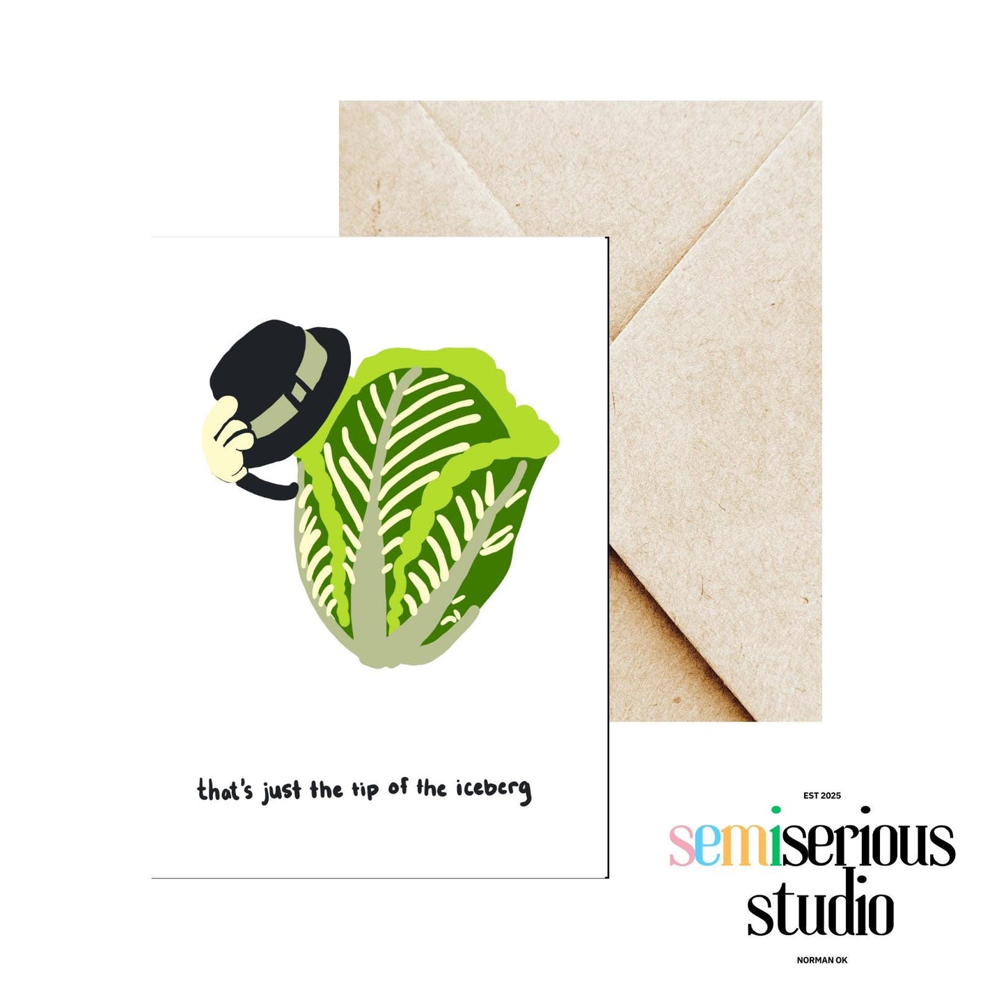 Just the Tip of the Iceberg Card - Funny Punny Greeting for Couples, Friends, and Family - Unique Iceberg Lettuce Design, Just Because