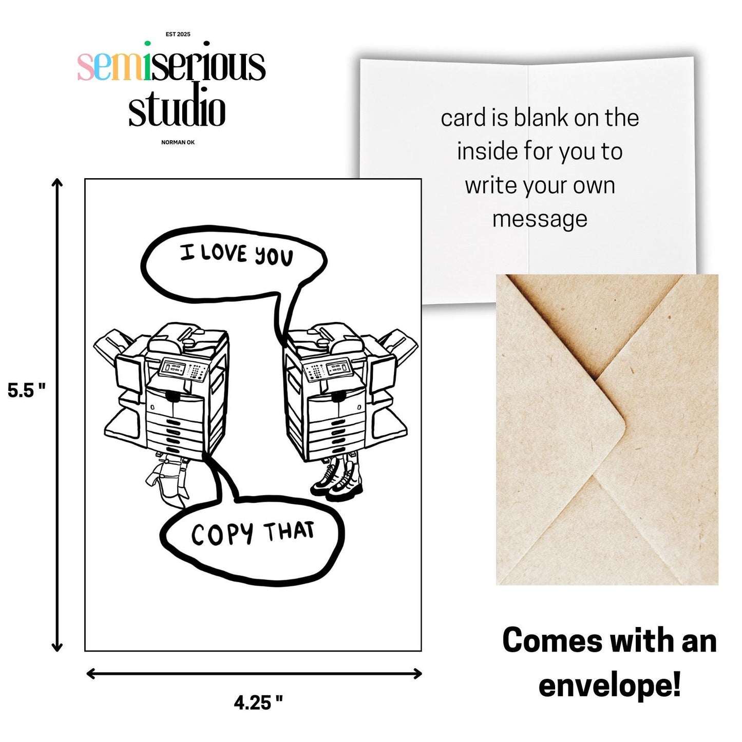 I Love You, Copy That Valentine's Day Card, Unique Greeting Card for Him, Her, and Couples,