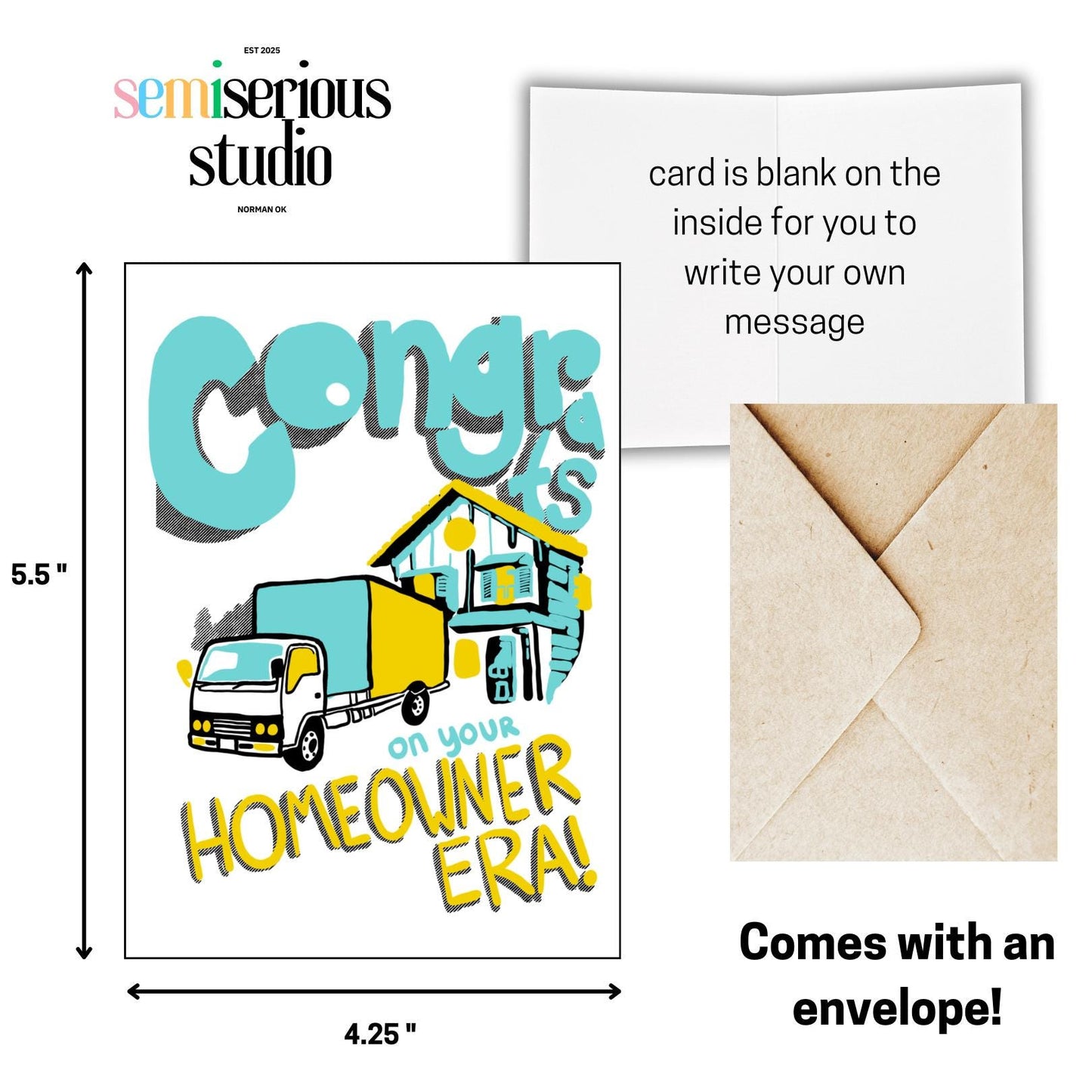 Congrats on Your Homeowner Era Card | Colorful Greeting Card for New Homeowner | Cute Congratulations Housewarming Card