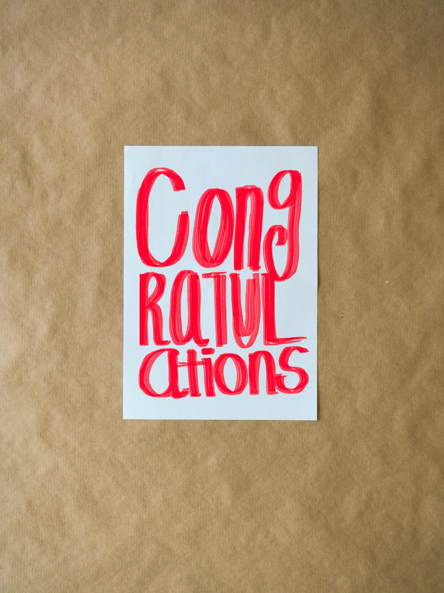 Congratulations Card - Simple Red Text Greeting Card, Perfect for Celebrations & Special Occasions, Handmade Greeting Card