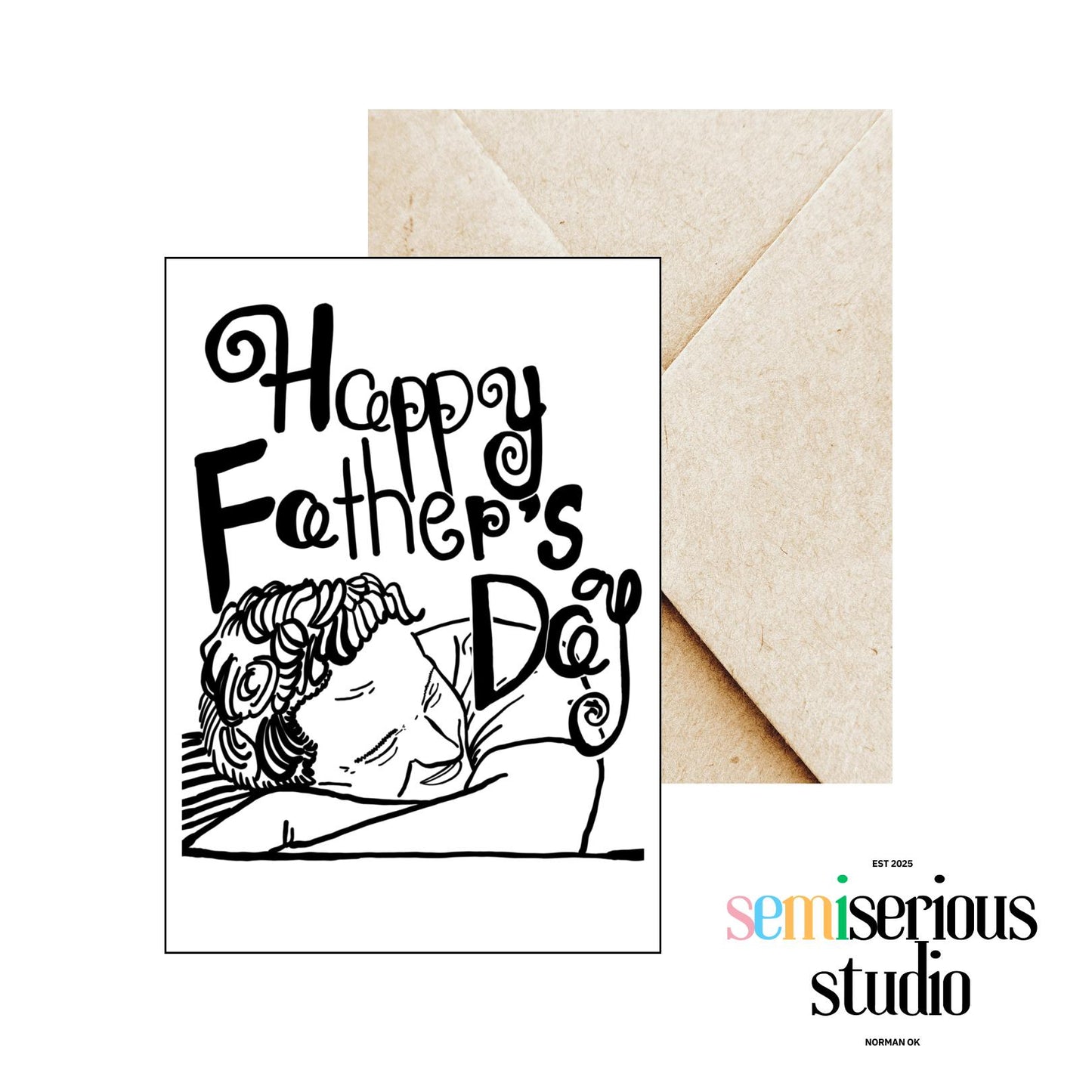 Happy Father's Day Card | Simple Classic Black & White Greeting Card for Dad | Cute Holiday Design