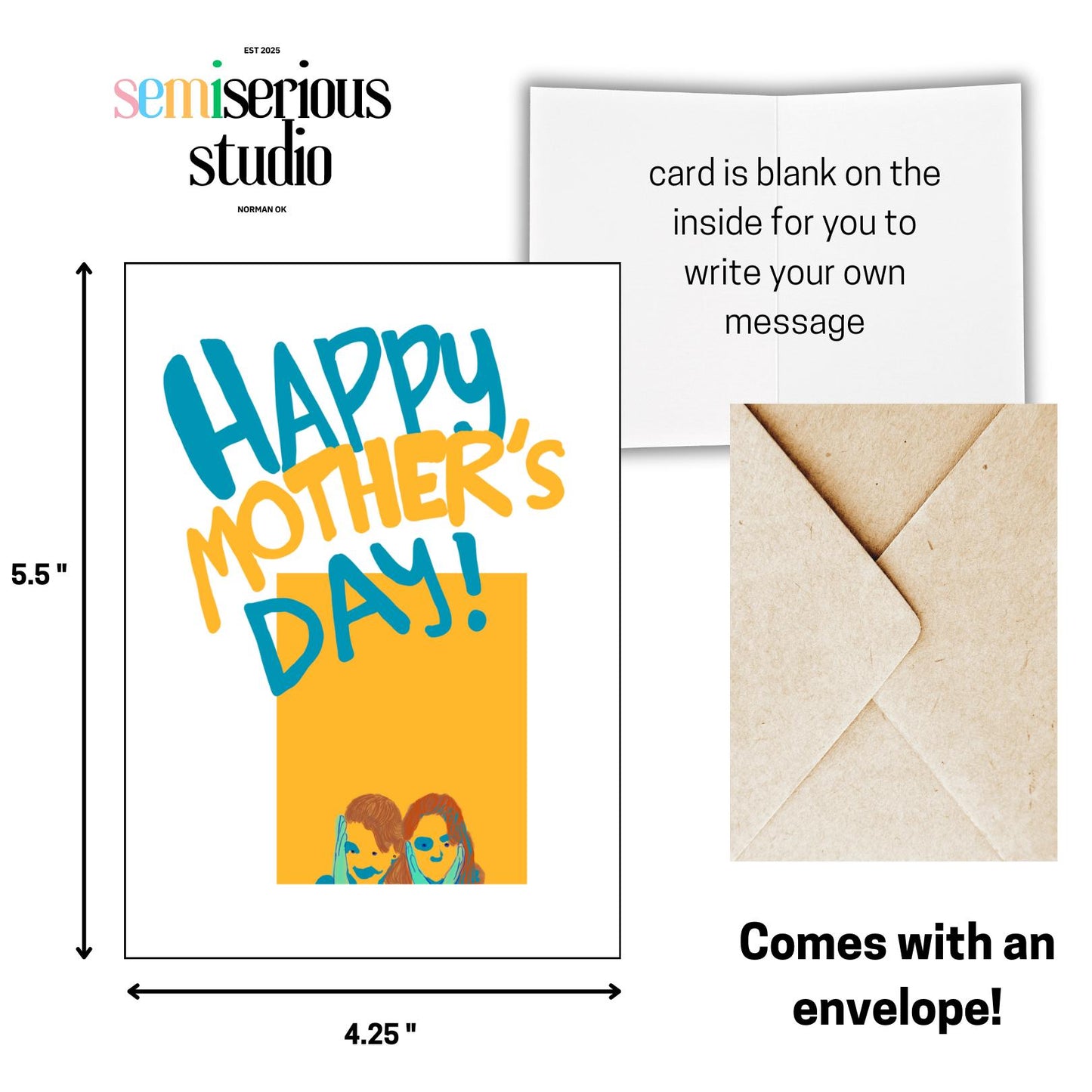 Sweet Happy Mother's Day Card | Mom and Daughter | Cute Colorful Design, Perfect Gift, Bright Colors, Heartfelt Message