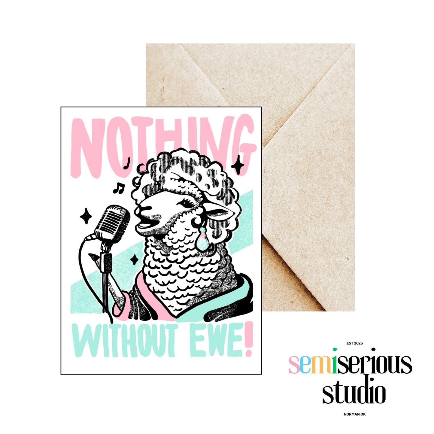 Nothing Without Ewe Valentine's Day Card, Unique Greeting Card for Him, Her, and Couples,