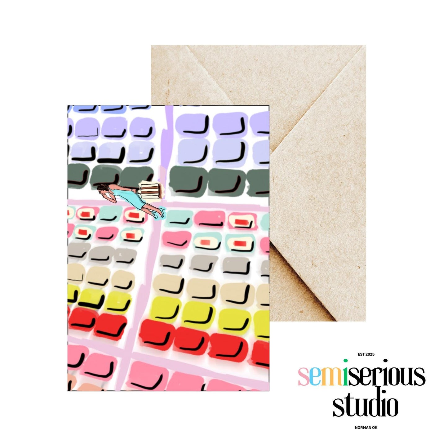 Shopping Woman | Greeting Card - Cute Art Card and Unique Just Because Gift for Friends, Family