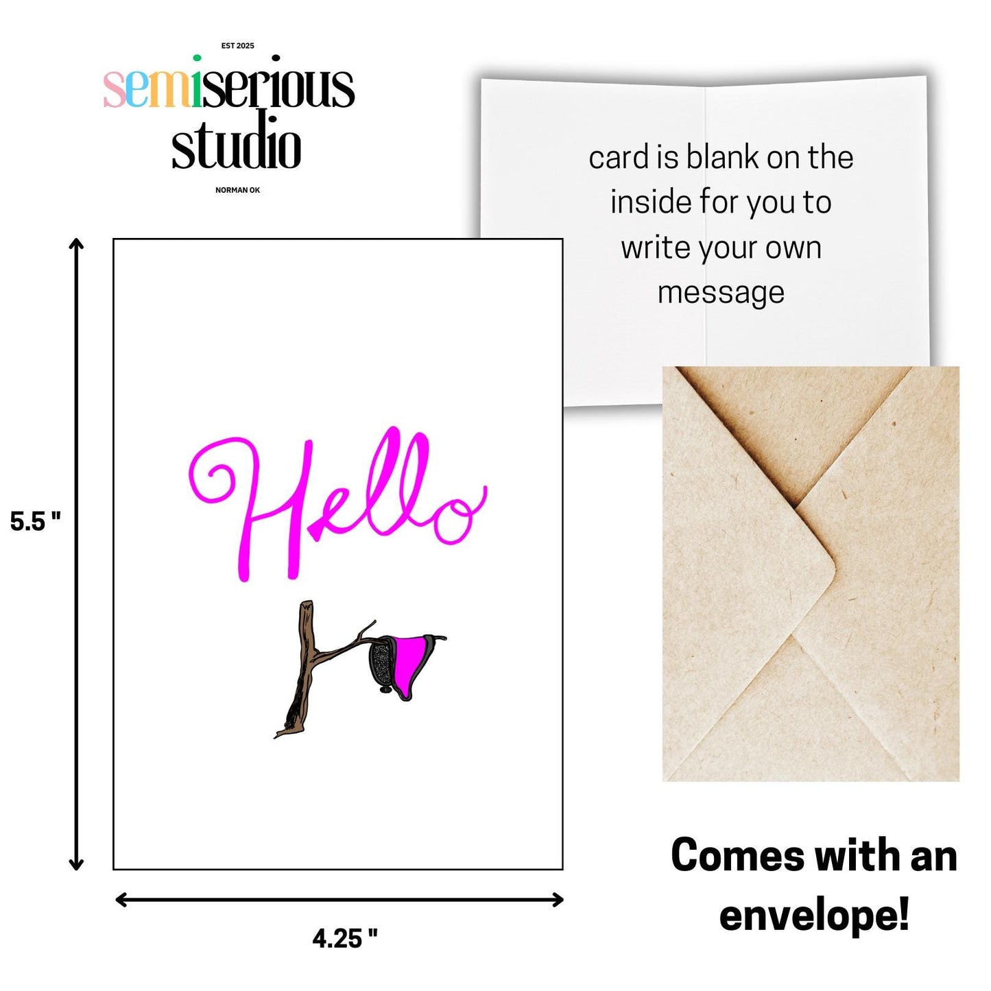 Hello Dali | Funny Greeting Card | Salvador Dalí Inspired Cute Art Card & Unique Gift for Friends, Family