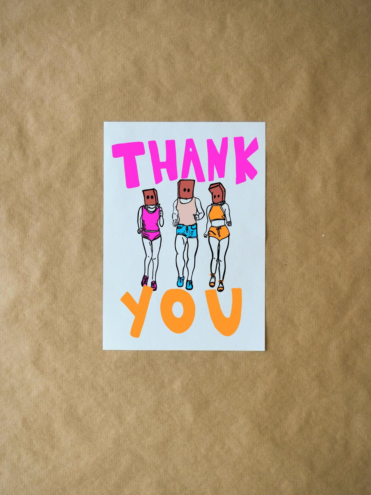Thank You Bag Head Joggers | Weird Funny Gratitude Card for Gift Giving, Friends, & Running and Fitness Enthusiasts