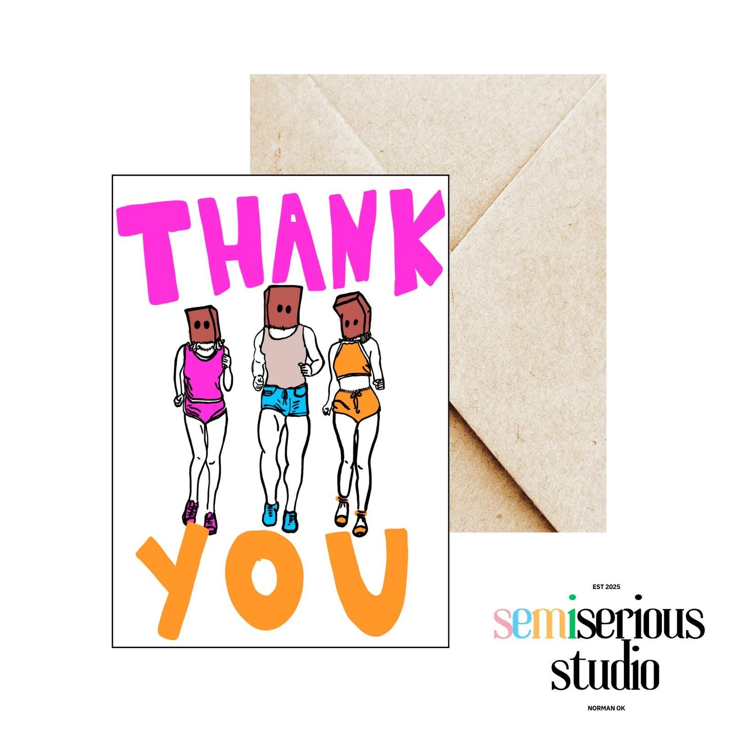 Thank You Bag Head Joggers | Weird Funny Gratitude Card for Gift Giving, Friends, & Running and Fitness Enthusiasts