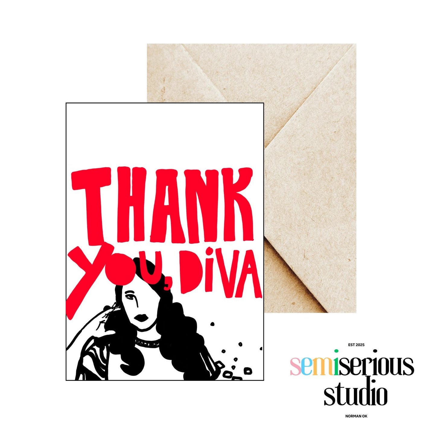 Thank You Diva Greeting Card | Fun Gratitude Card, Unique Thank You Note, Perfect for Friends & Family