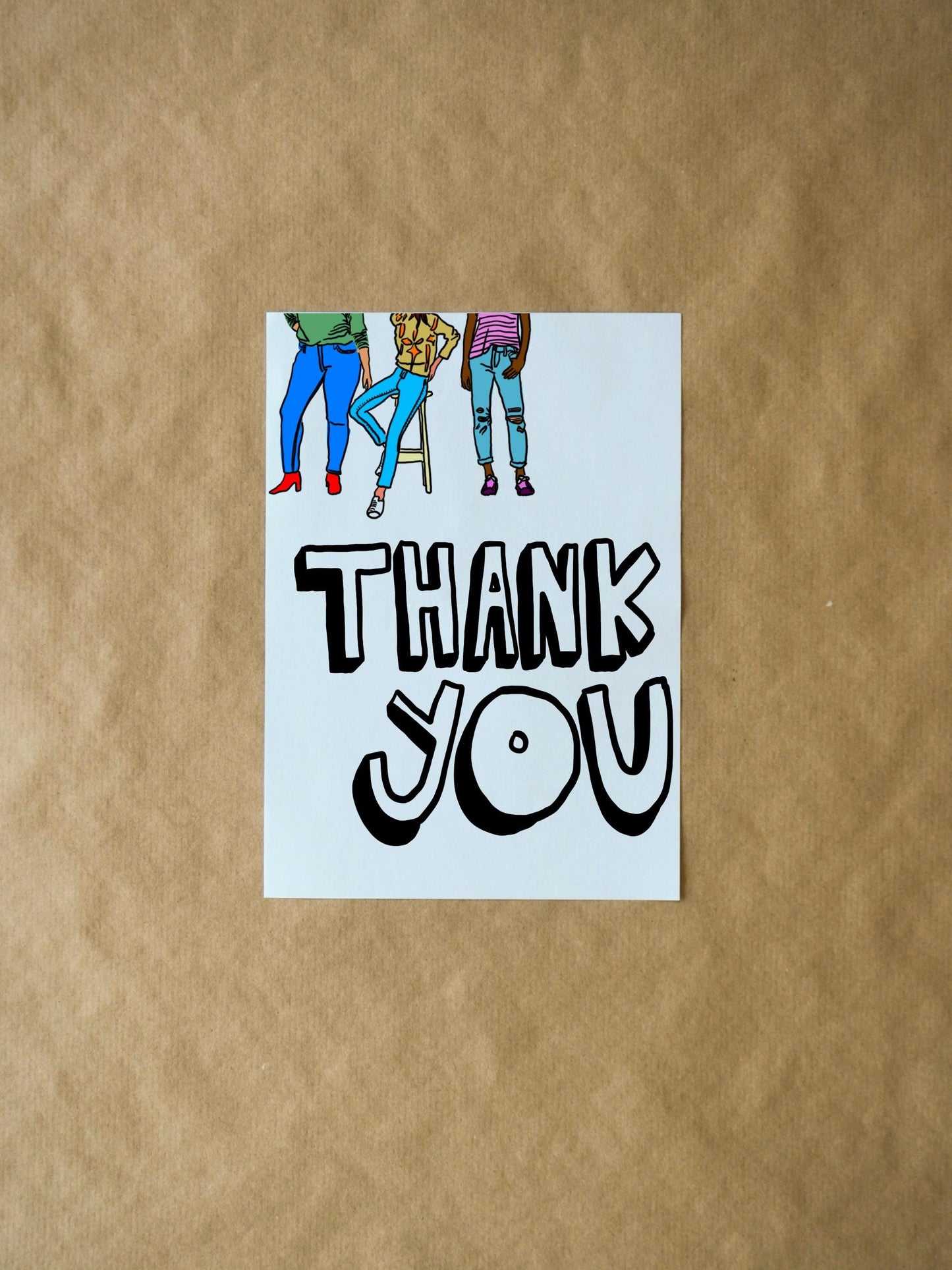 Thank You Bubble Letters Card | Simple Fun Gratitude Note | Cute Thank You Cards for Friends & Family