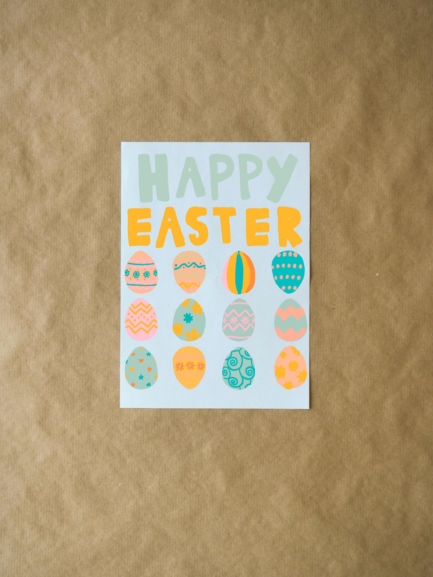 Easter Eggs Card | Happy Easter Greeting Card for Kids & Friends | Bright, Fun, Colorful Pastel Design for Spring Celebrations