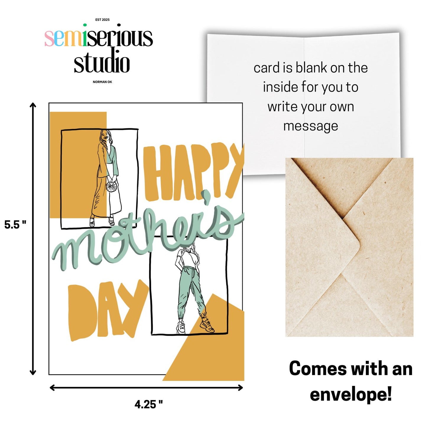 Mother's Day Card | Cute Colorful Greeting Card for Stylish Moms, Unique Gift for Mom's Day Celebration