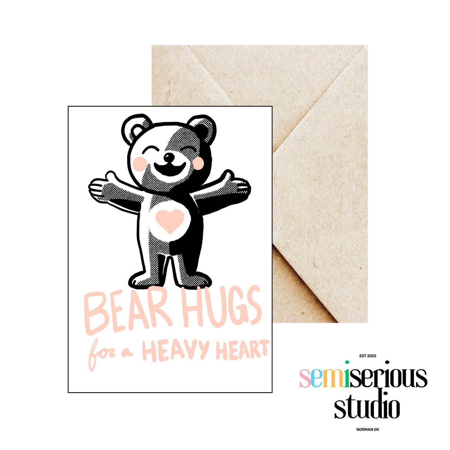 Bear Hugs for a Heavy Heart | Cute Get Well Soon Card, Sympathy Greeting Card, Thoughtful Support for Difficult Times