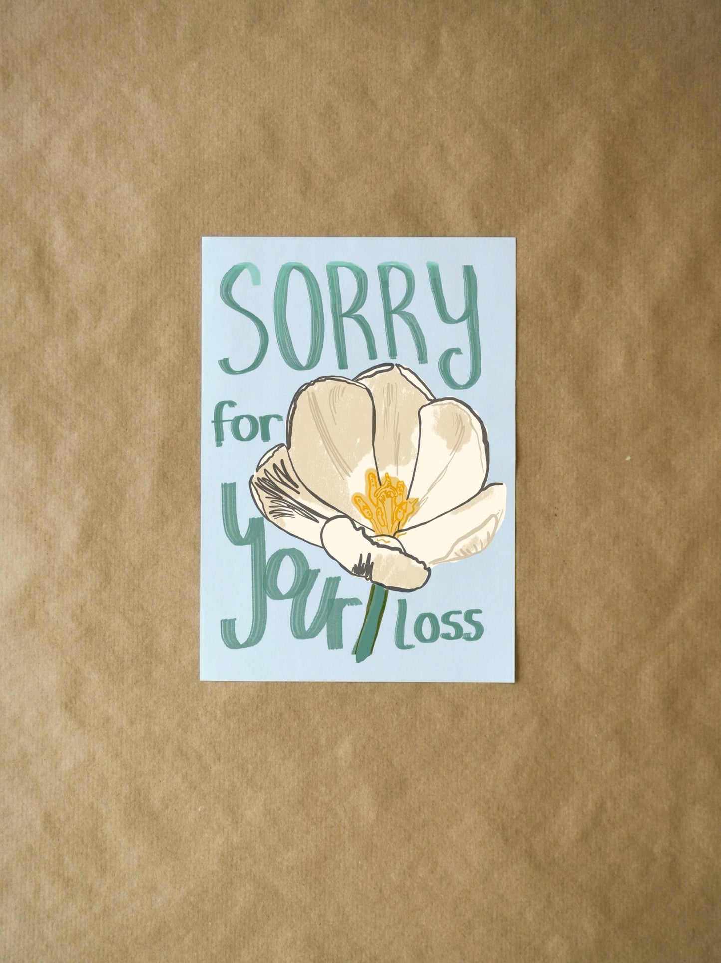 White Flower Sympathy Card for Loved Ones | Sorry for Your Loss | Elegant Floral Design, Thoughtful Condolence Message