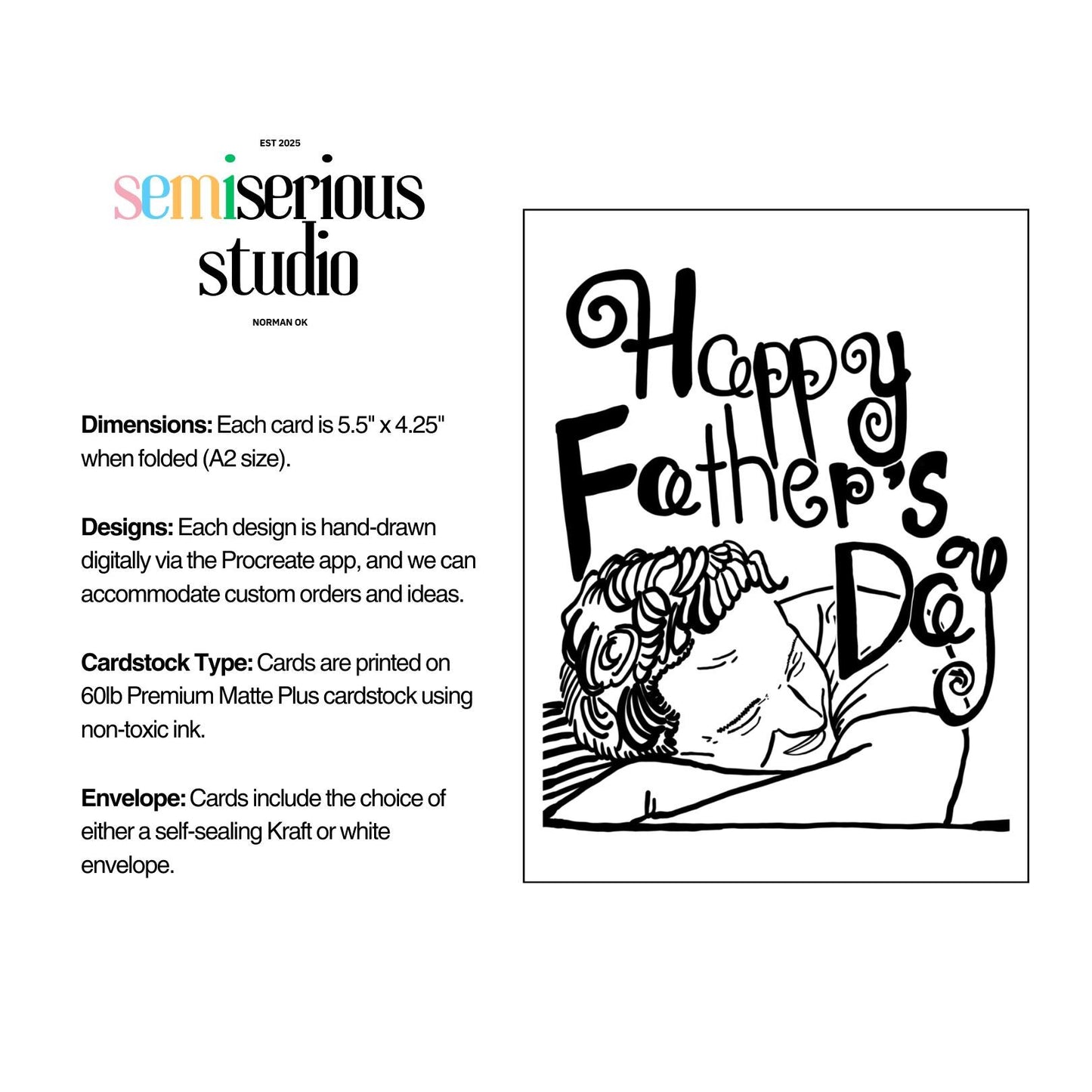 Happy Father's Day Card | Simple Classic Black & White Greeting Card for Dad | Cute Holiday Design