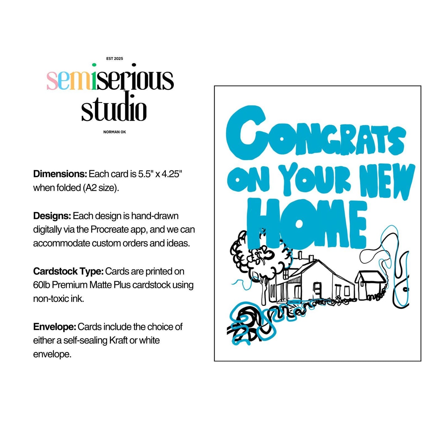 Congrats on Your New Home Card | Colorful Greeting Card for New Homeowner | Cute Congratulations Housewarming Card