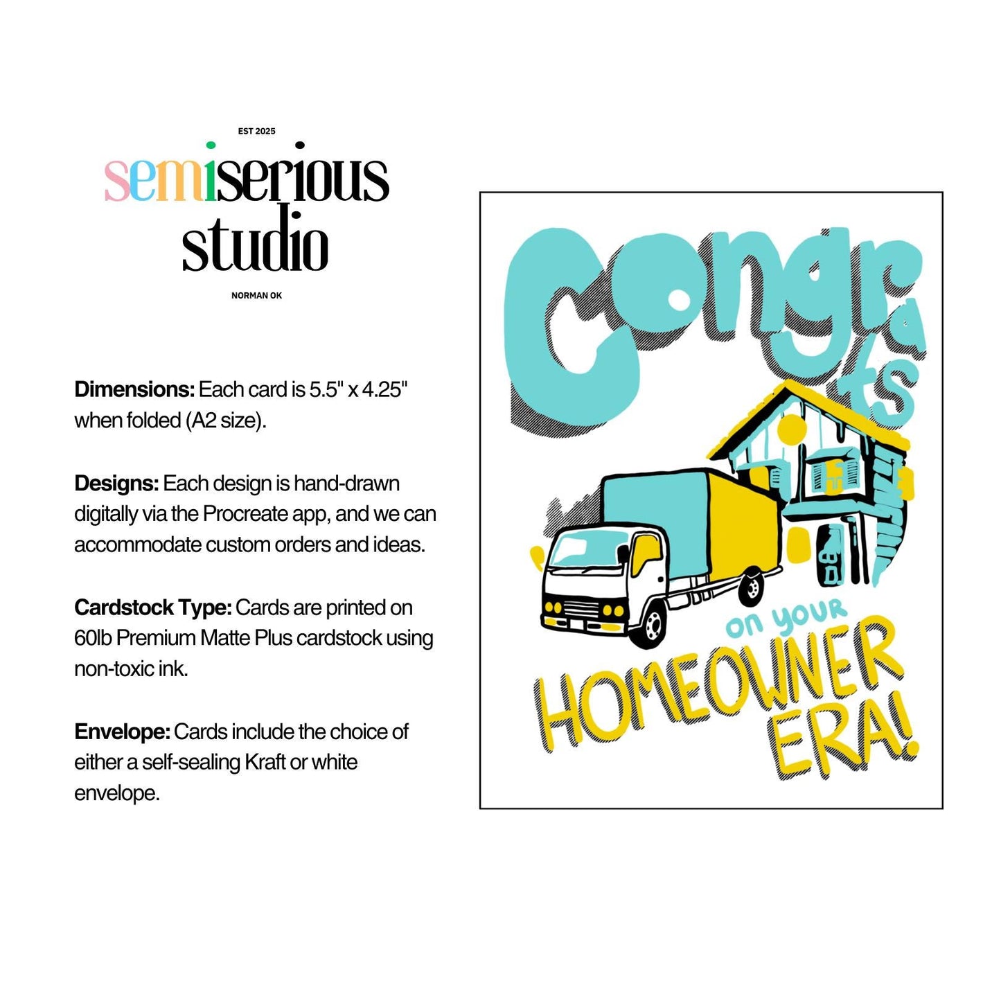 Congrats on Your Homeowner Era Card | Colorful Greeting Card for New Homeowner | Cute Congratulations Housewarming Card