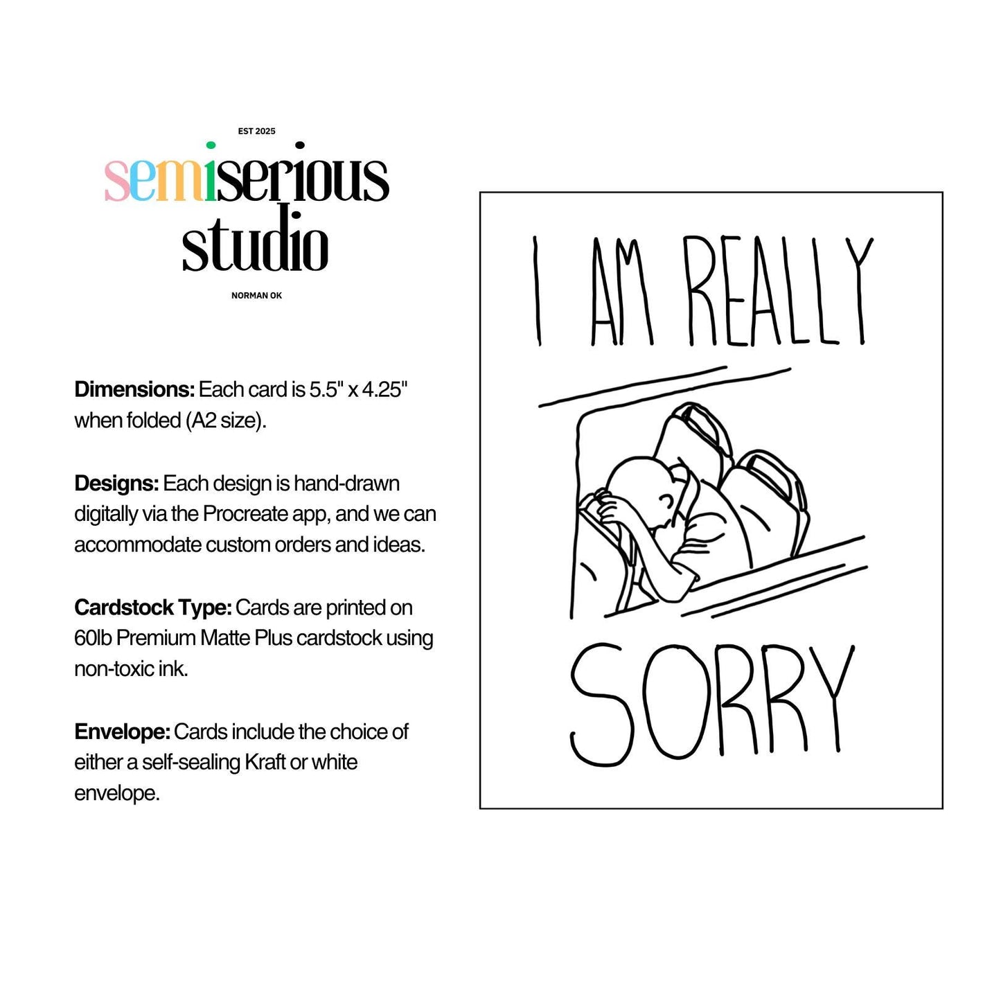 I am Really Sorry Sympathy Card for Loved Ones, Handwritten Touch & Thoughtful Message, Comforting Greeting Card