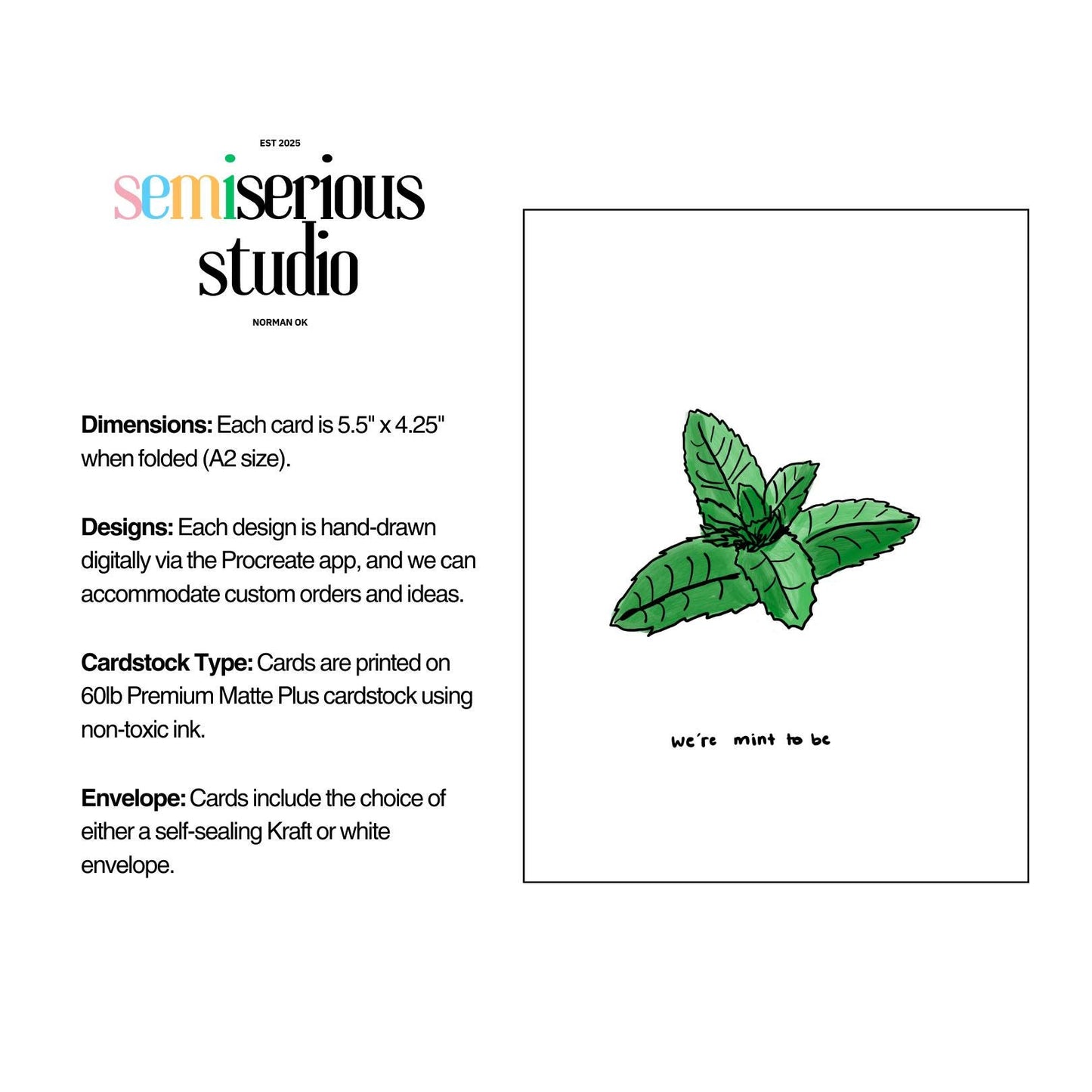We're Mint To Be Valentine's Day Holiday Card | Funny Pun with Mint Leaves & Romantic Quotes for Couples