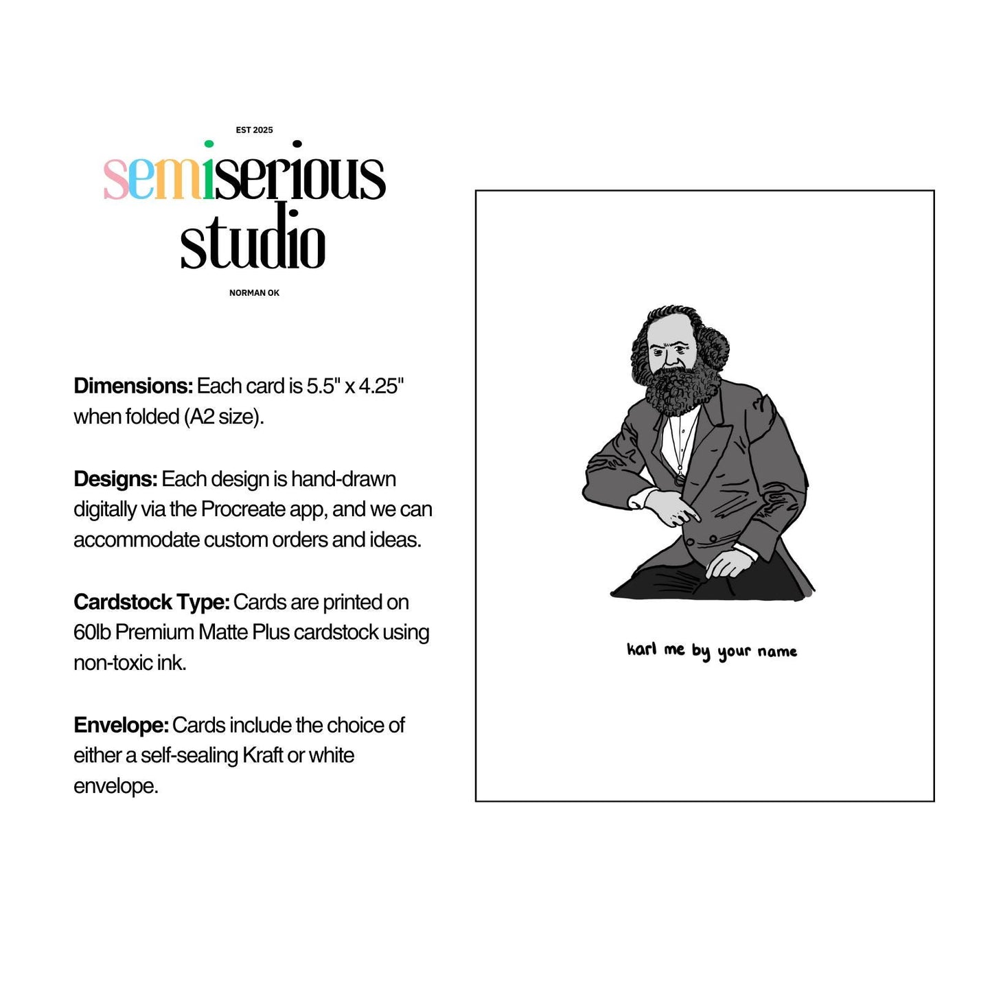 Marxist Valentine's Card | Funny Karl Marx Pun | LGBTQ Illustration | Unique Holiday Greeting | CMBYN Inspired Gift