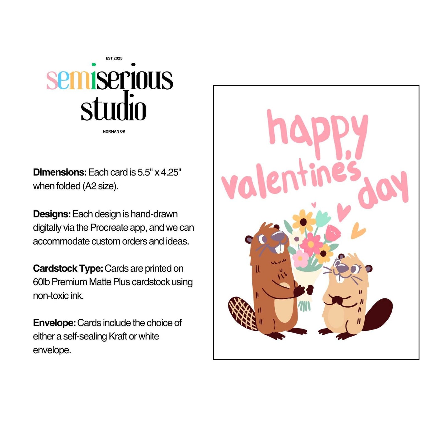 Romantic Beaver Valentine's Day Card - Cute Animal Art, Colorful Love Greeting for Him/Her, Celebrate Love & Laughter