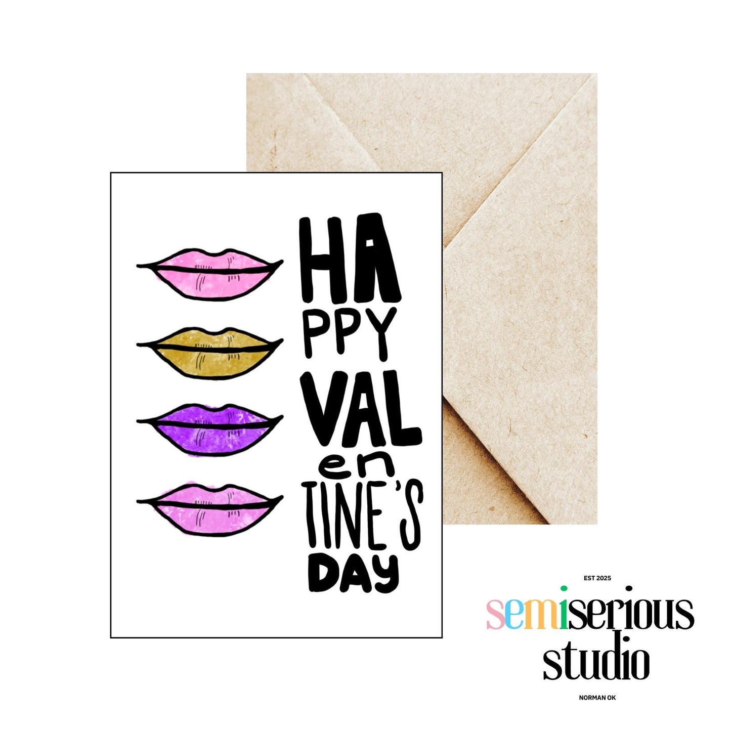Girly Happy Valentine's Day Card - Cute Rainbow Greeting Card for Friends, Family & Partners - Colorful Holiday Love Note